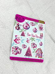 Pink Christmas Sticker Sheet
