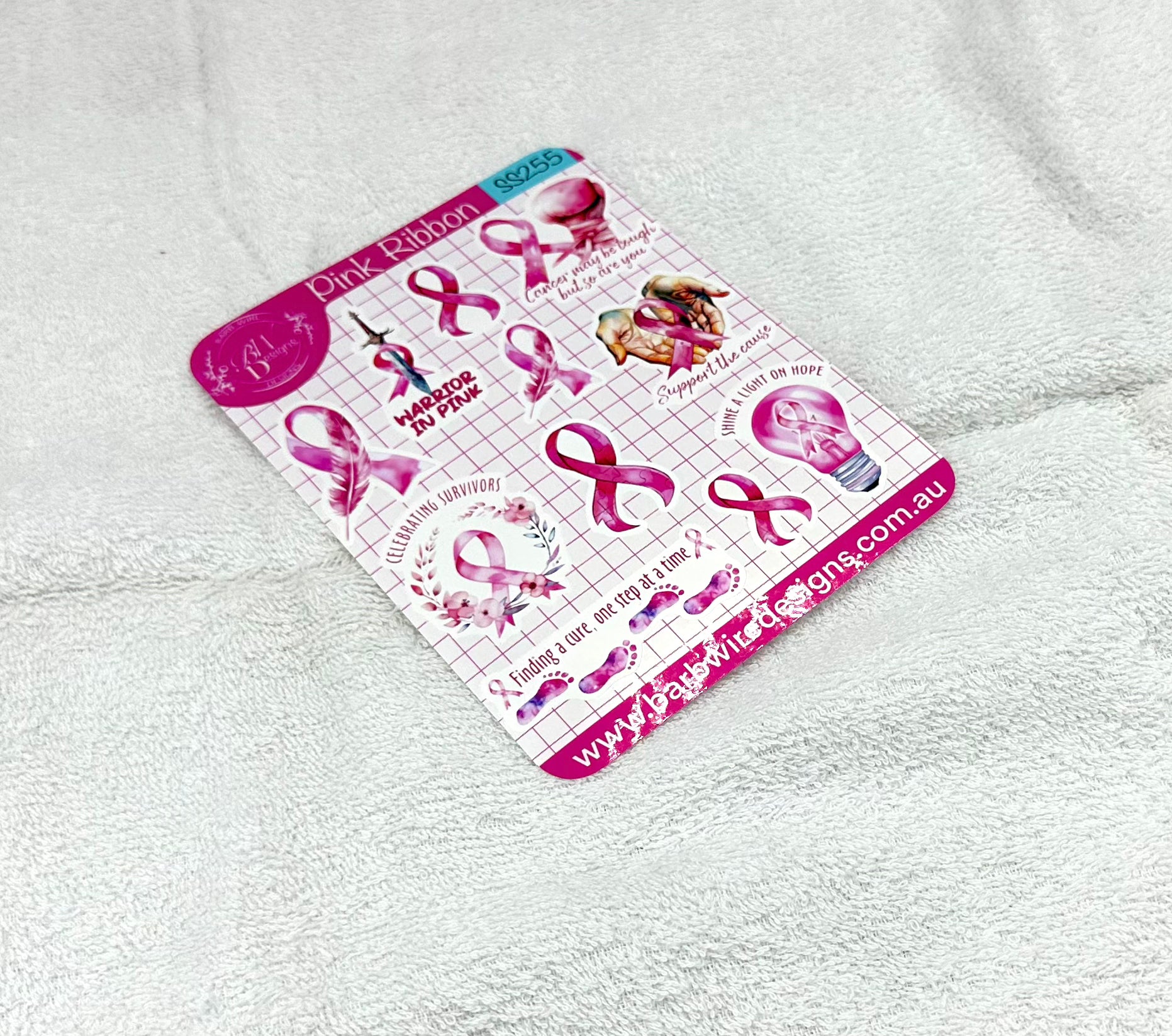 Pink Ribbon Cancer Sticker Sheet Barb Wire Designs