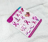 Breast Cancer Sticker Sheet Pink Ribbon For journalling