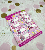 Pink Christmas Label/Tag Sticker Sheet