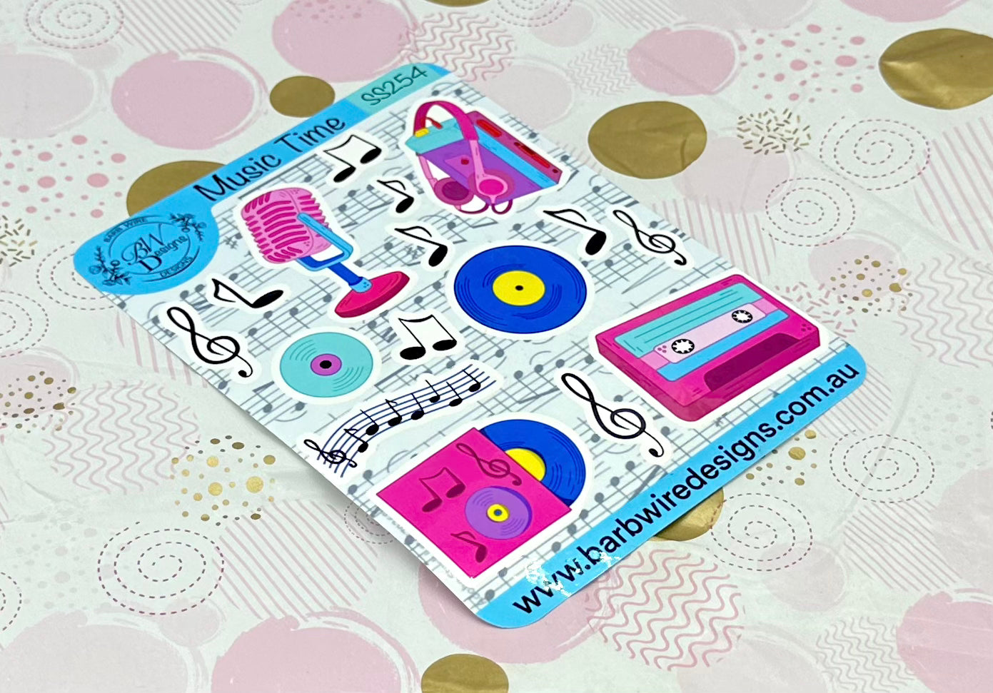 Music Time Sticker Sheet Barb Wire Designs