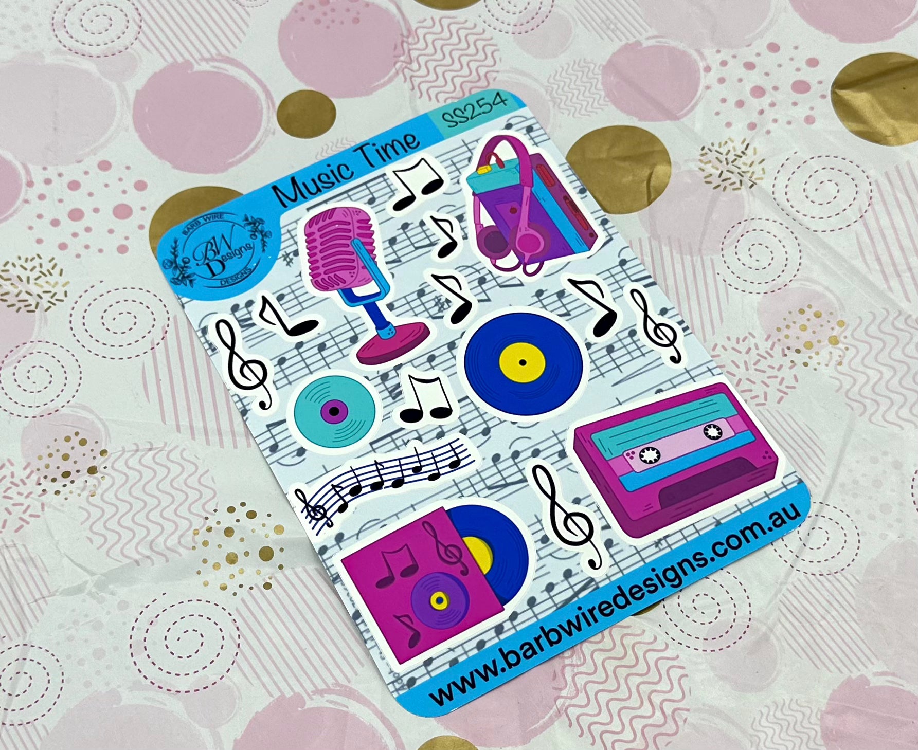 Music Time Sticker Sheet Barb Wire Designs