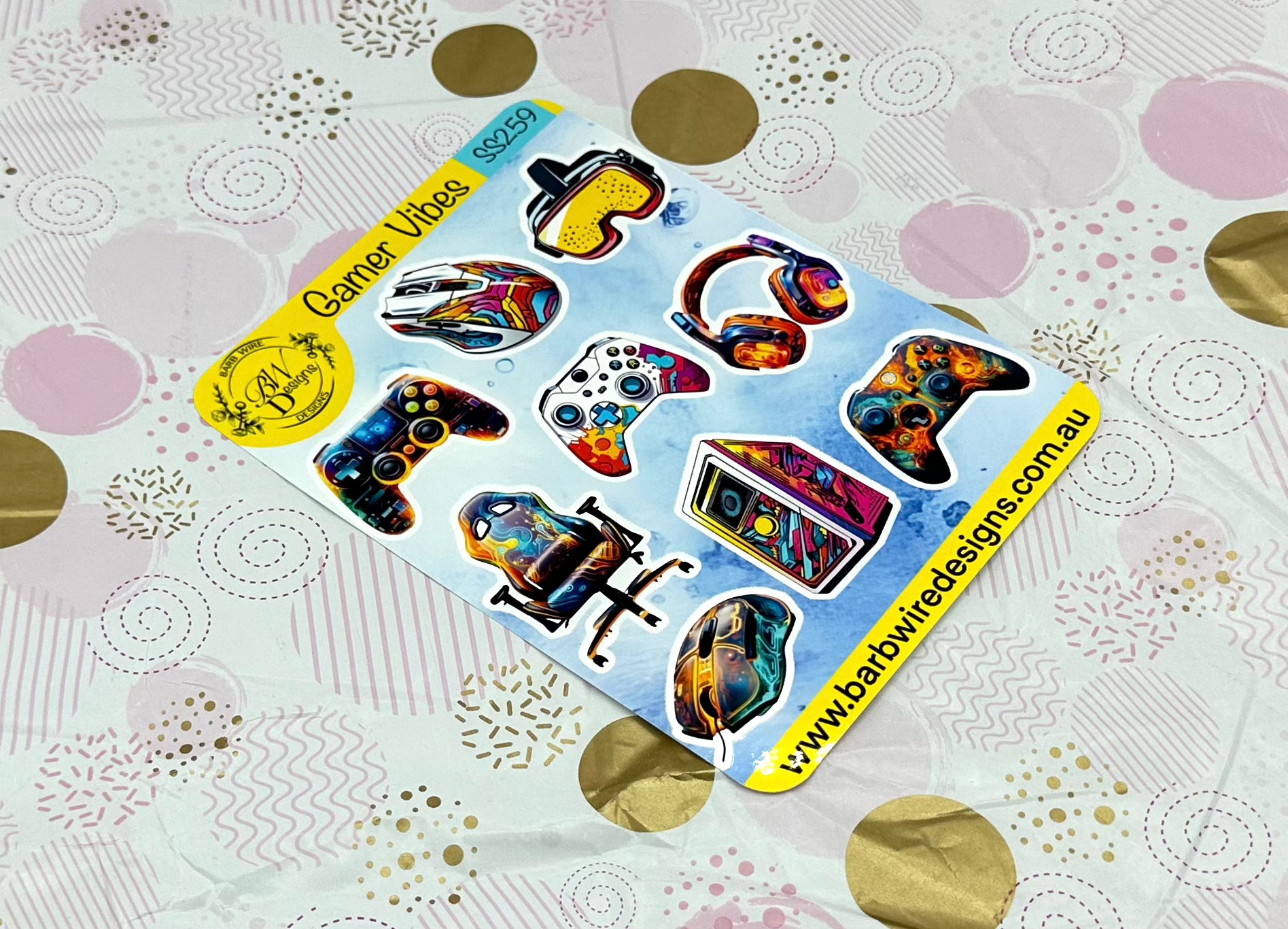 Gamer Vibes Sticker Sheet Barb Wire Designs