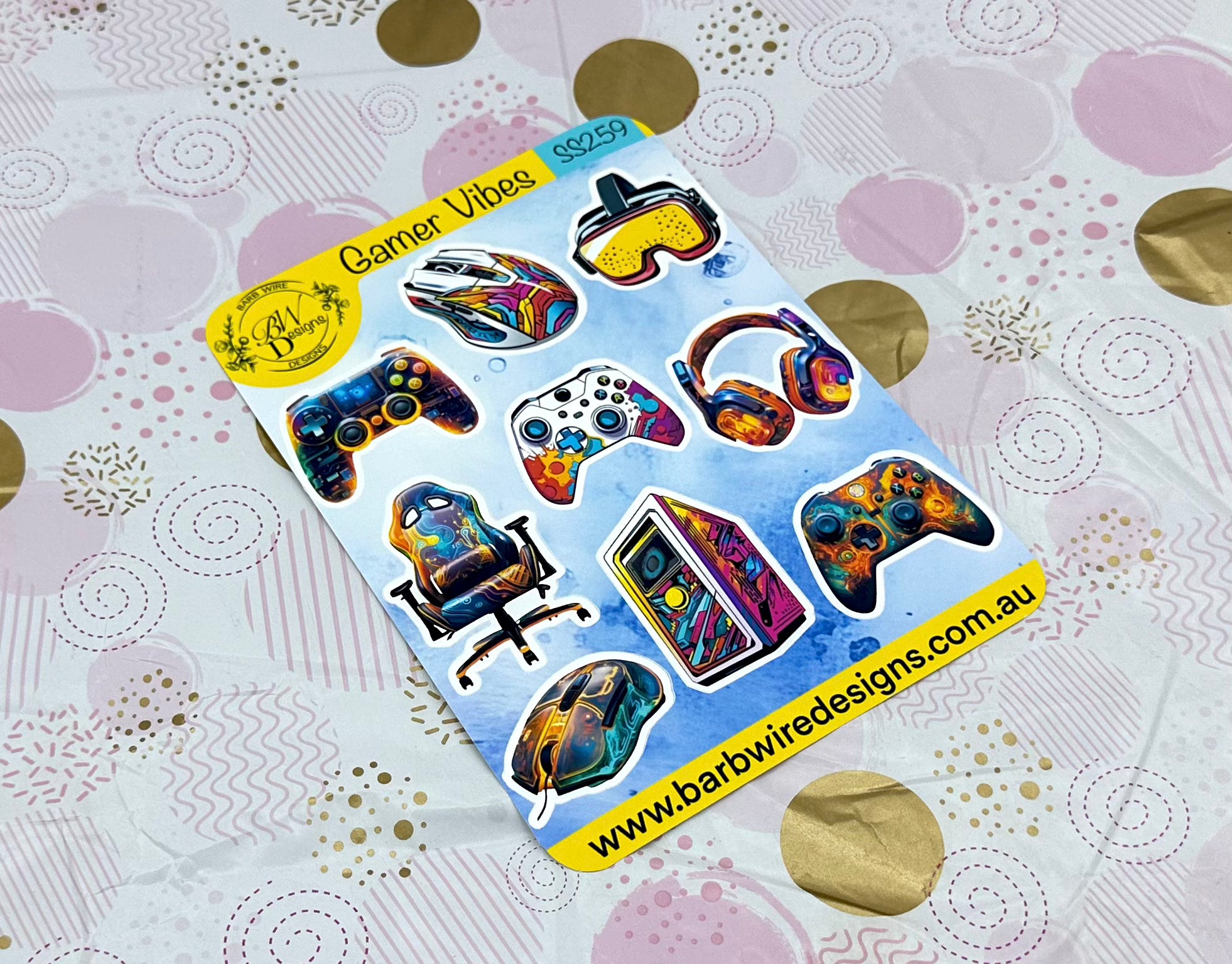 Gamer Vibes Sticker Sheet Barb Wire Designs