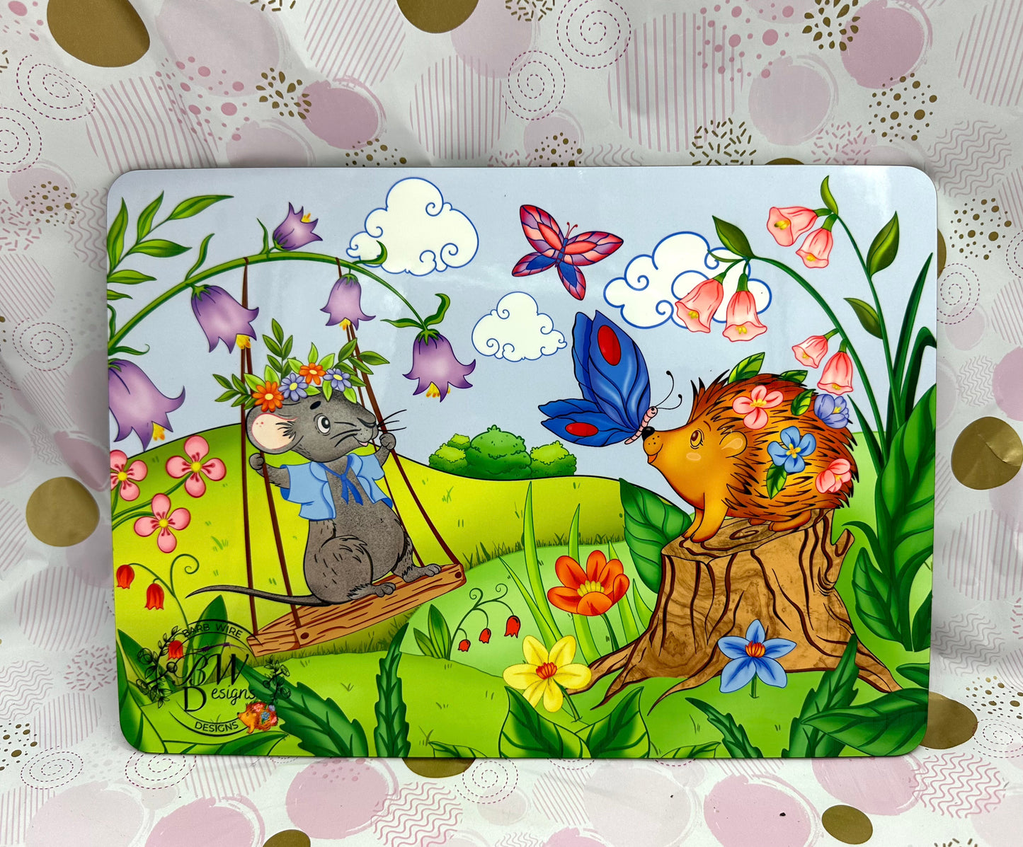 Porcu-Fine and Macey Placemat Barb Wire Designs
