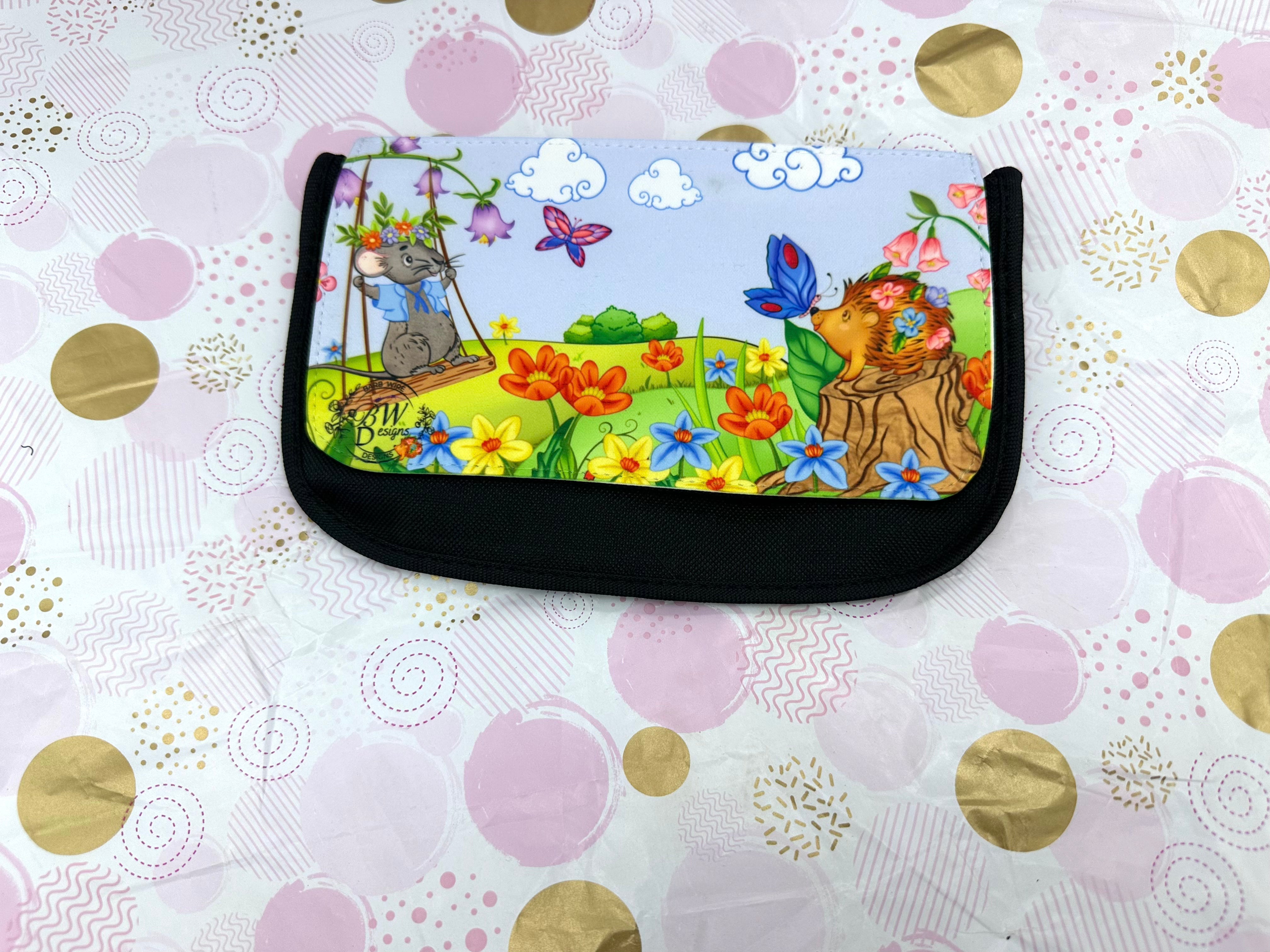 Cute Kawaii Porcupine and Macey Pencil Case Barb Wire Designs