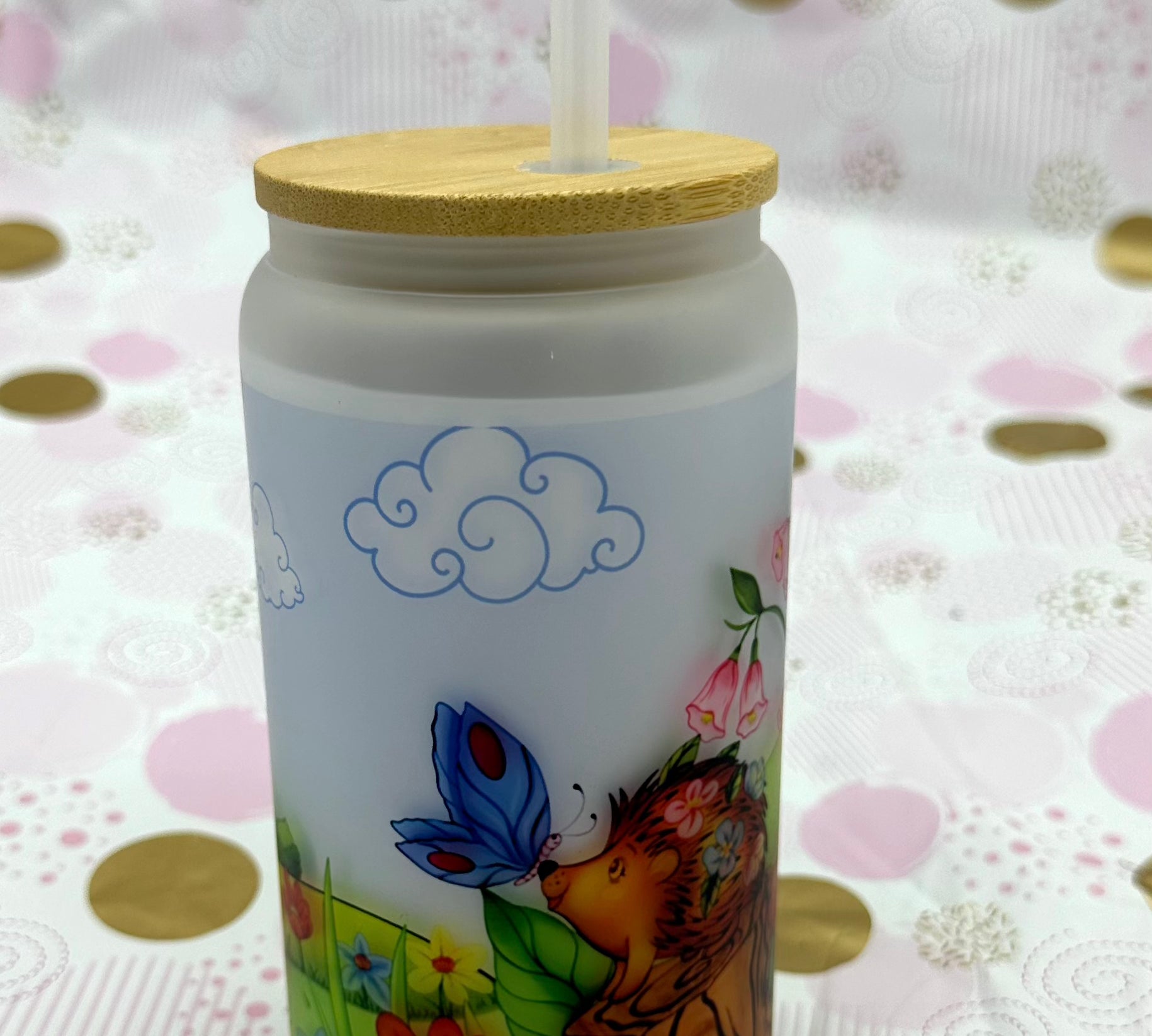 Porcu-Fine and Macey Glass Frosted Tumbler Barb Wire Designs