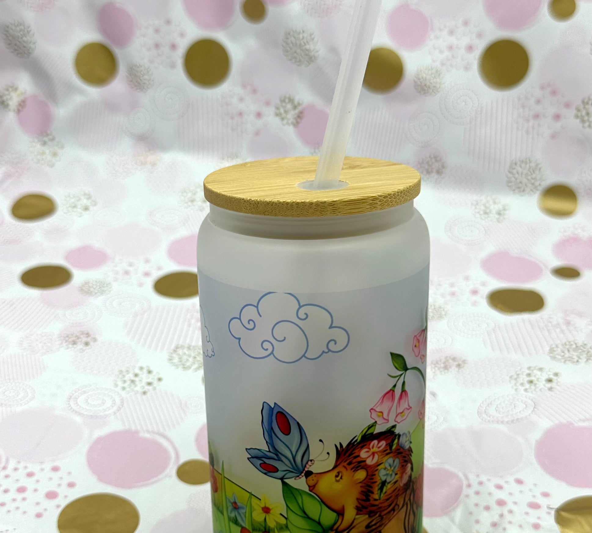 Porcu-Fine and Macey Glass Frosted Tumbler Barb Wire Designs