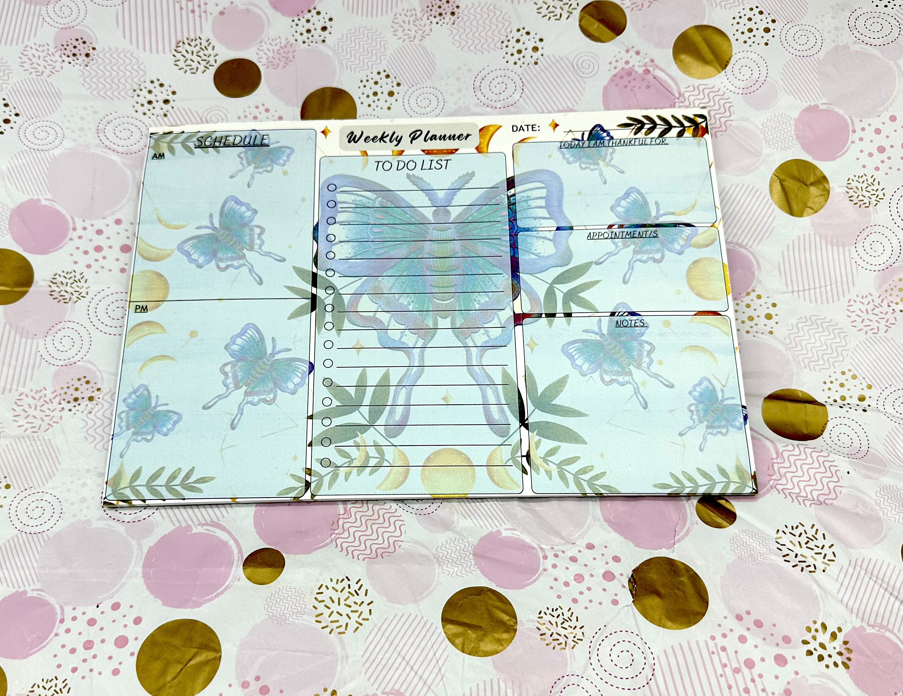 A4 Luna Moth Weekly Planner Pad