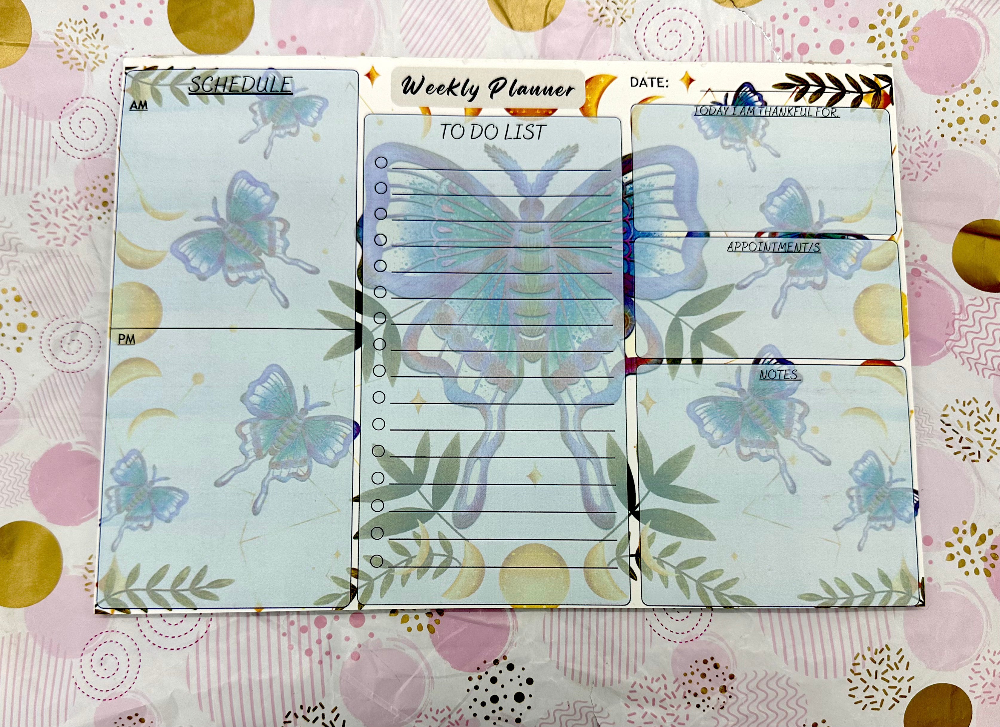 A4 Luna Moth Weekly Planner Pad