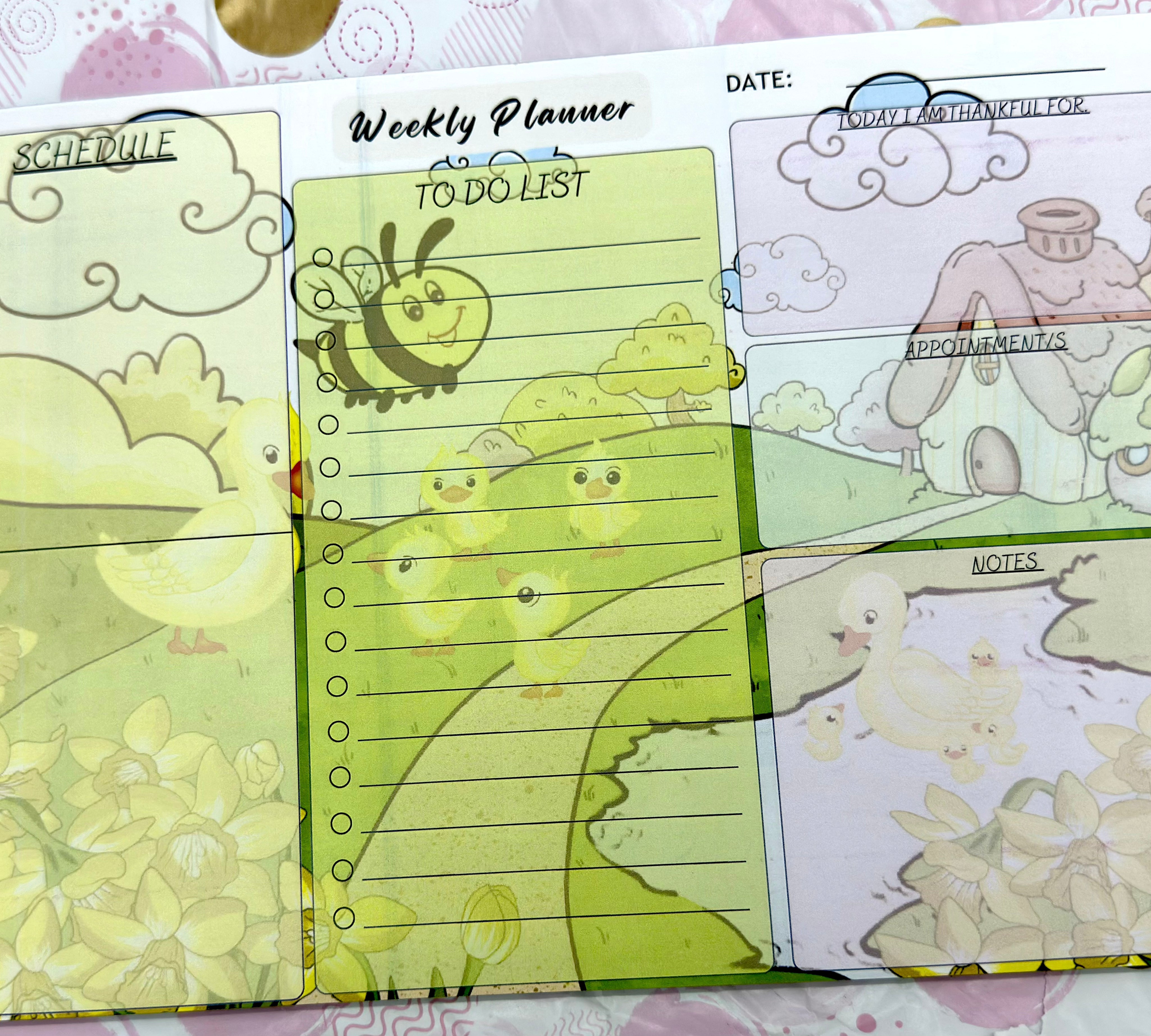 A4 Duckie Adventure  Weekly Planner Pad Barb Wire Designs