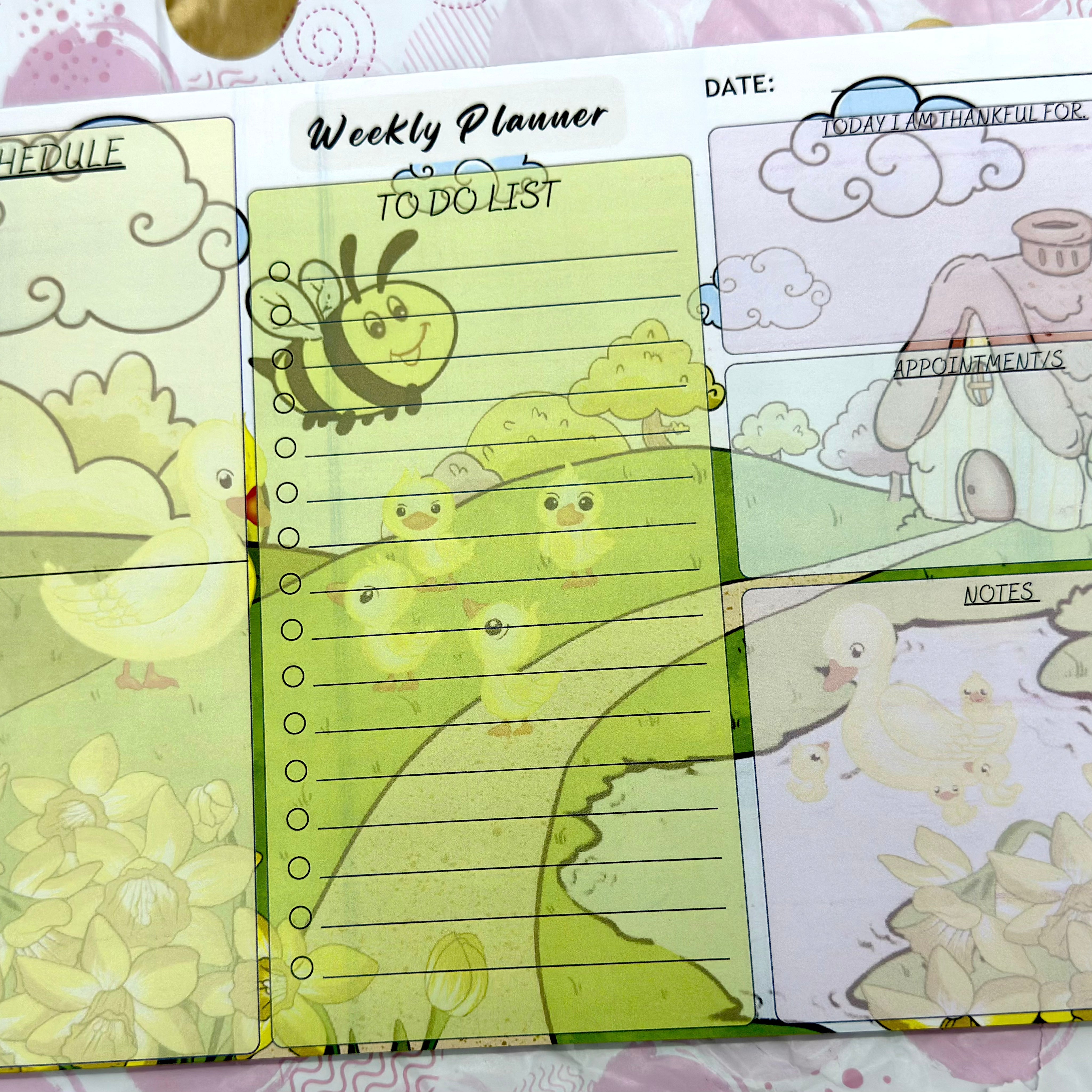 A4 Duckie Adventure  Weekly Planner Pad Barb Wire Designs