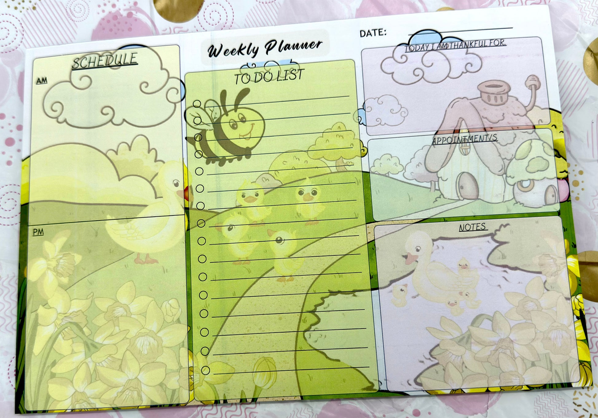A4 Duckie Adventure  Weekly Planner Pad Barb Wire Designs