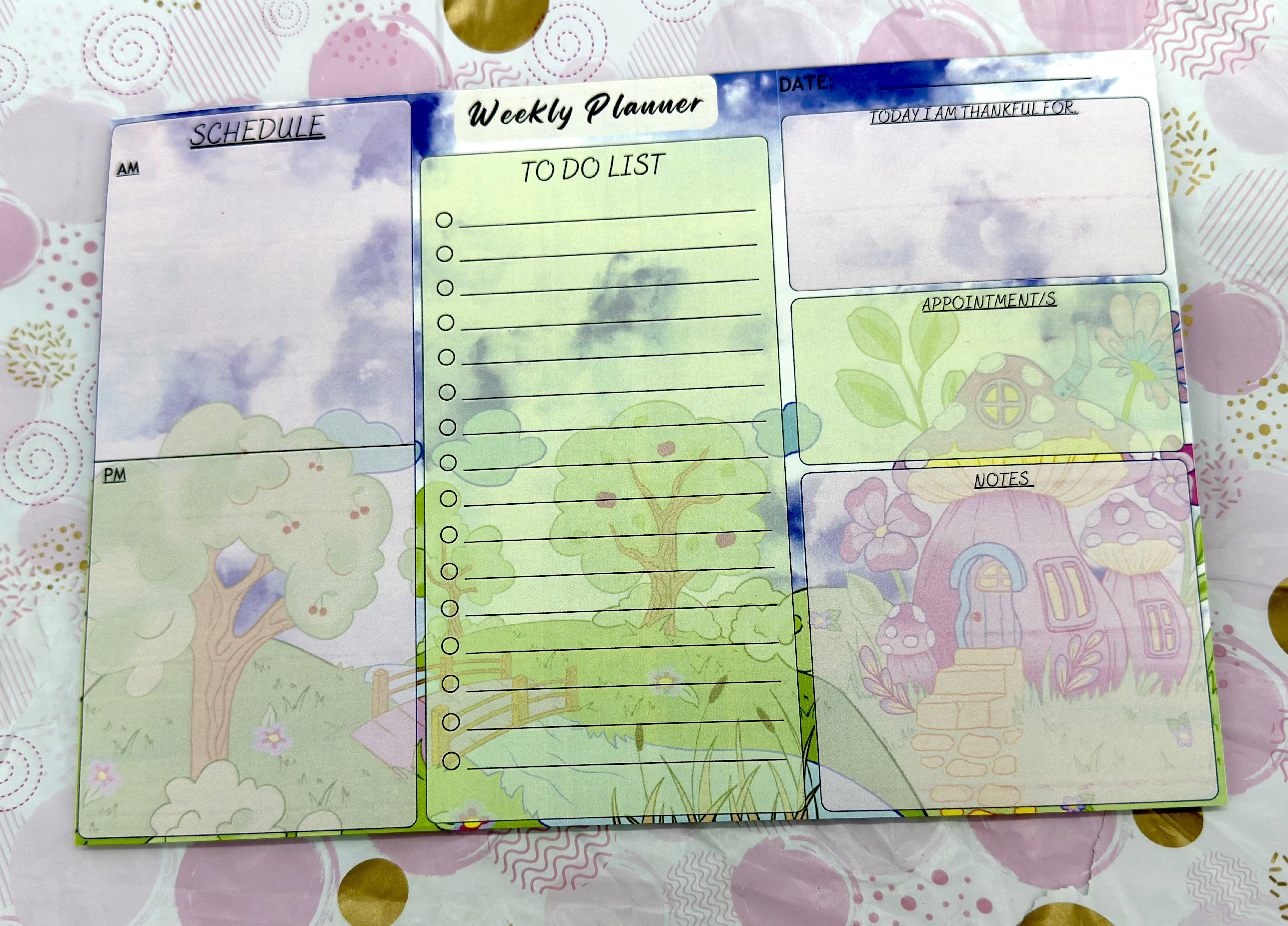 A4 Kawaii Scenery Weekly Planner Pad - Barb Wire Designs