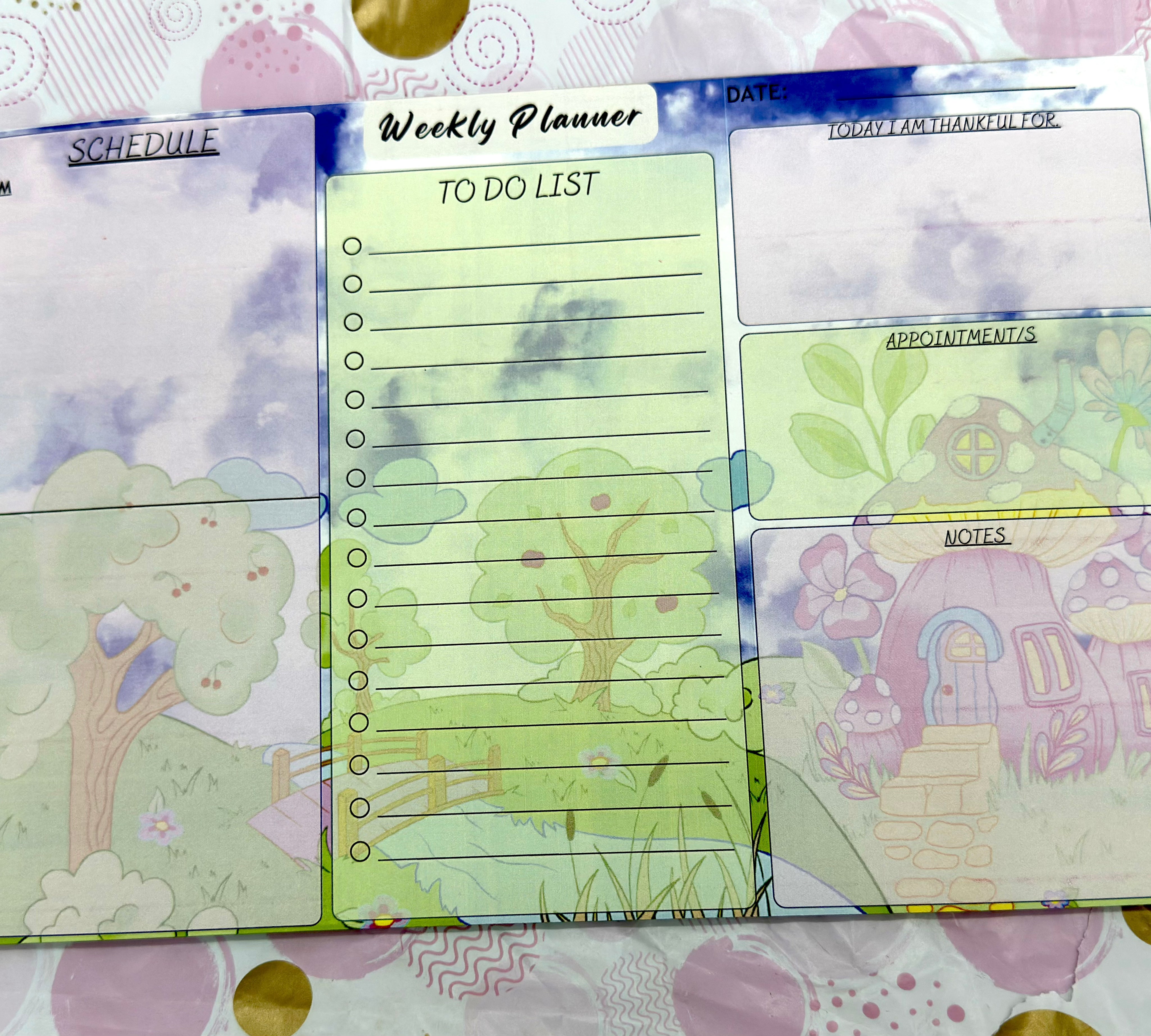A4 Kawaii Scenery  Weekly Planner Pad Barb Wire Designs