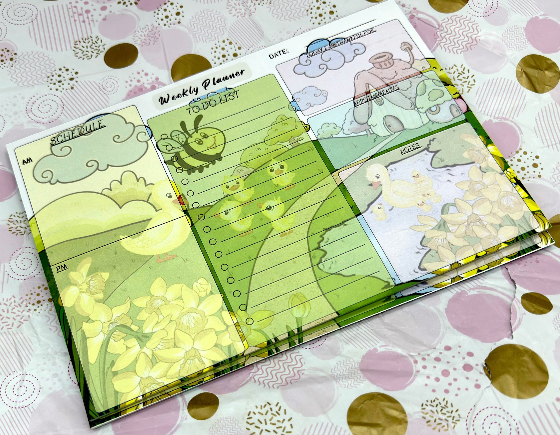 A4 Duckie Adventure  Weekly Planner Pad Barb Wire Designs