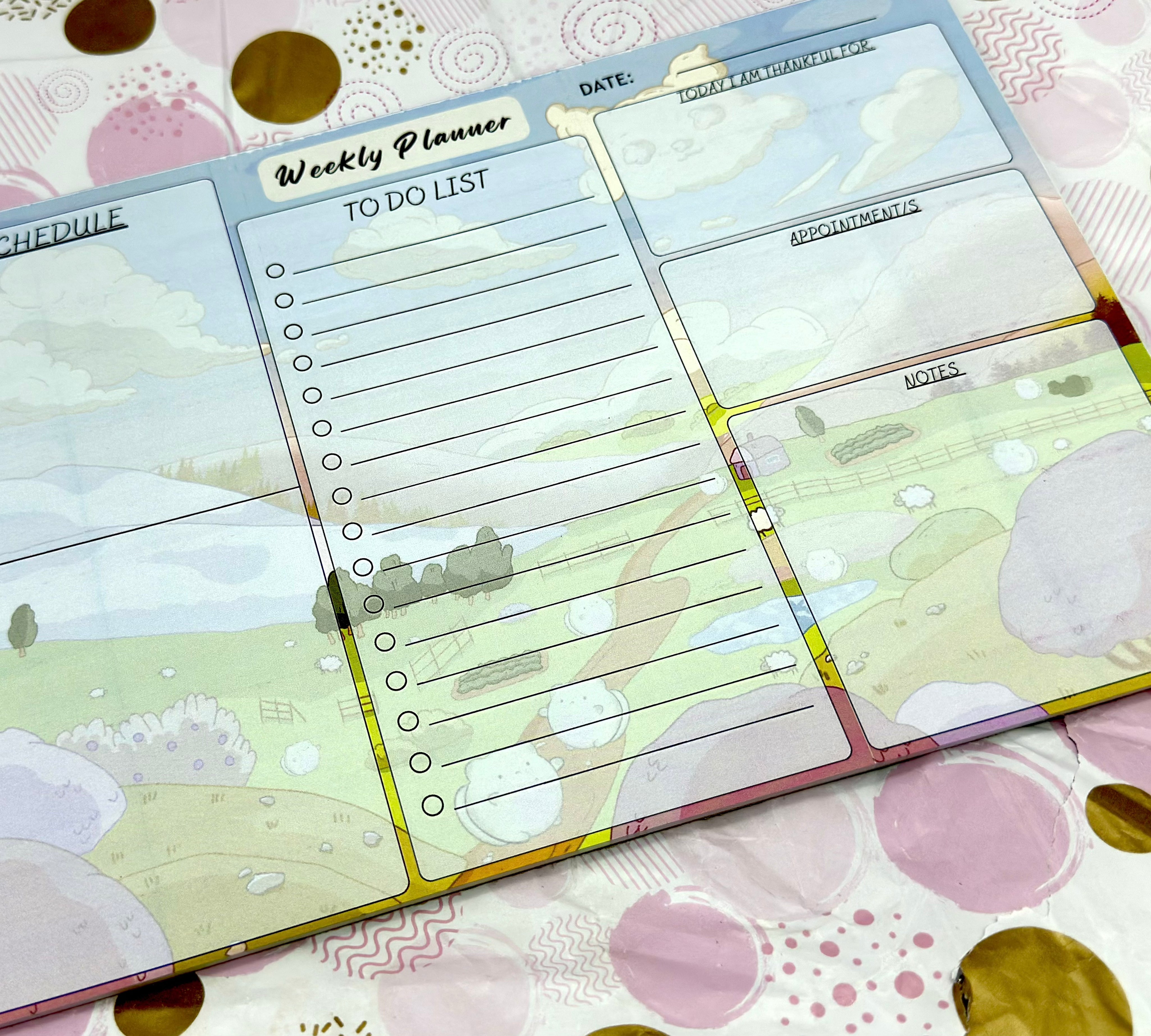 A4 Farm Weekly Planner Pad Barb Wire Designs