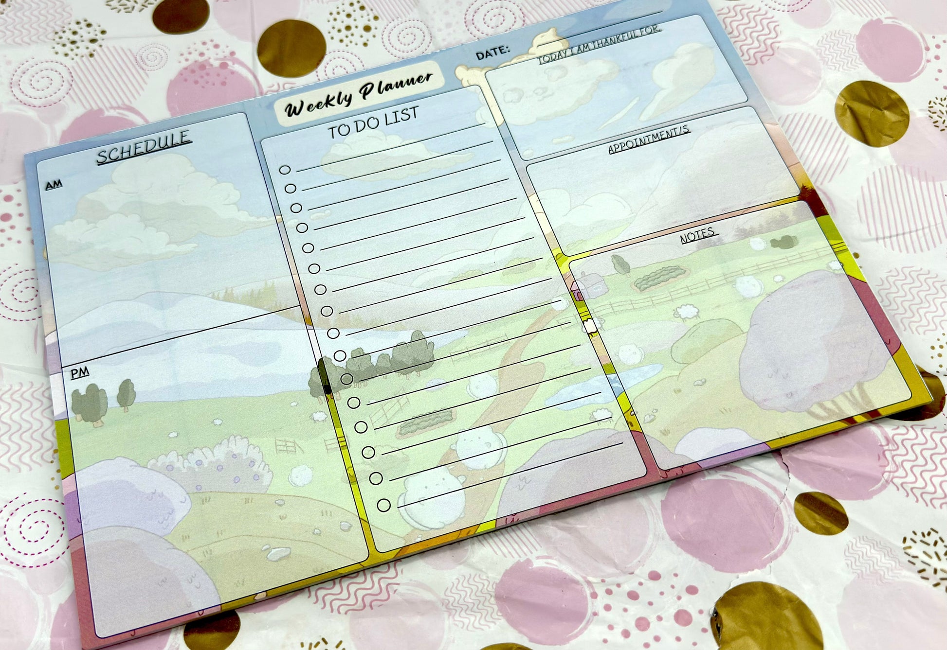 A4 Farm Weekly Planner Pad Barb Wire Designs