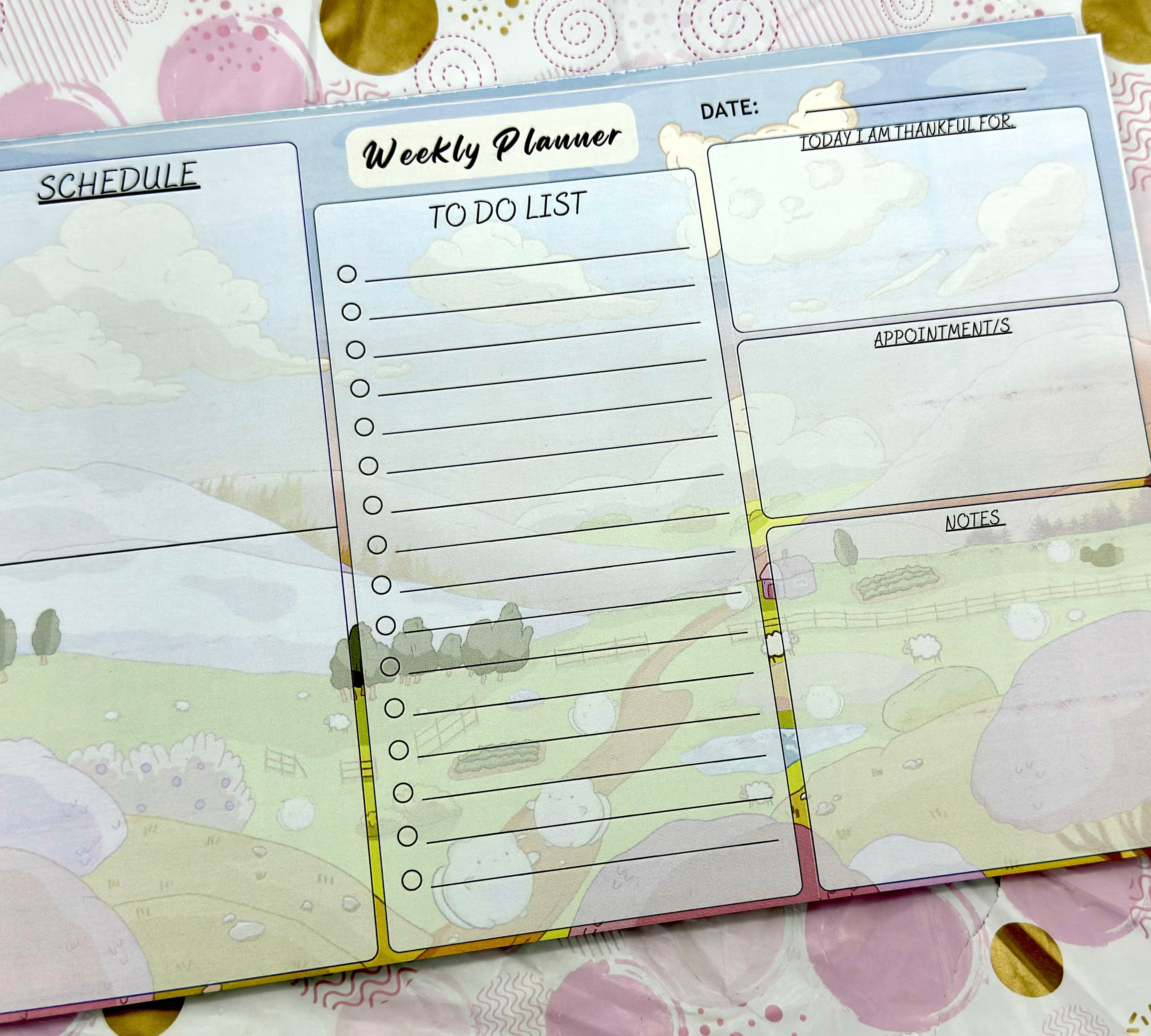 A4 Farm Weekly Planner Pad Barb Wire Designs