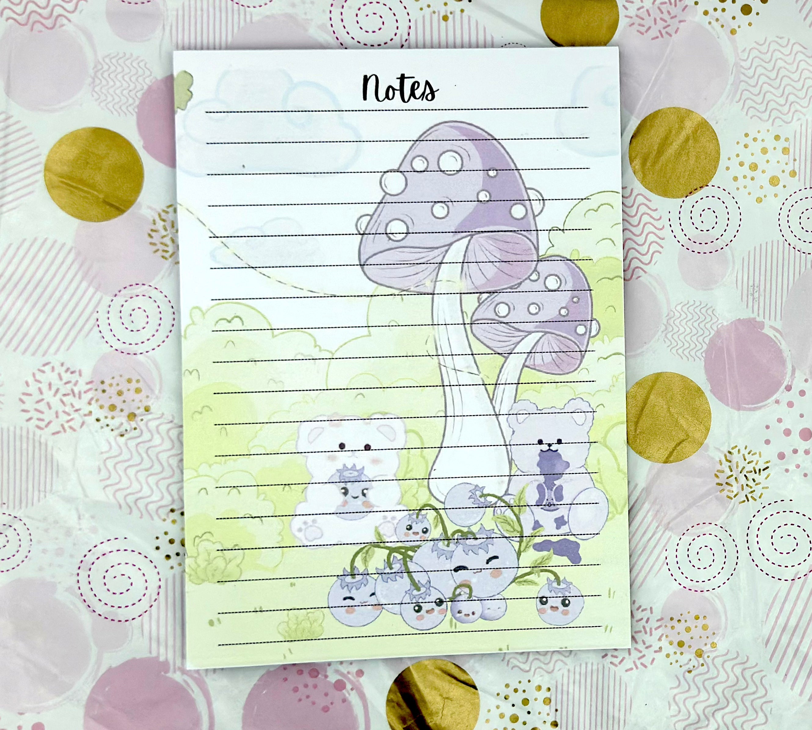 A5 Cute Kawaii Blue Bearies  Notepad Barb Wire Designs