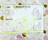 A4 Cute Kawaii Blue Bearies  Weekly Planner Pad Kawaii Stationery