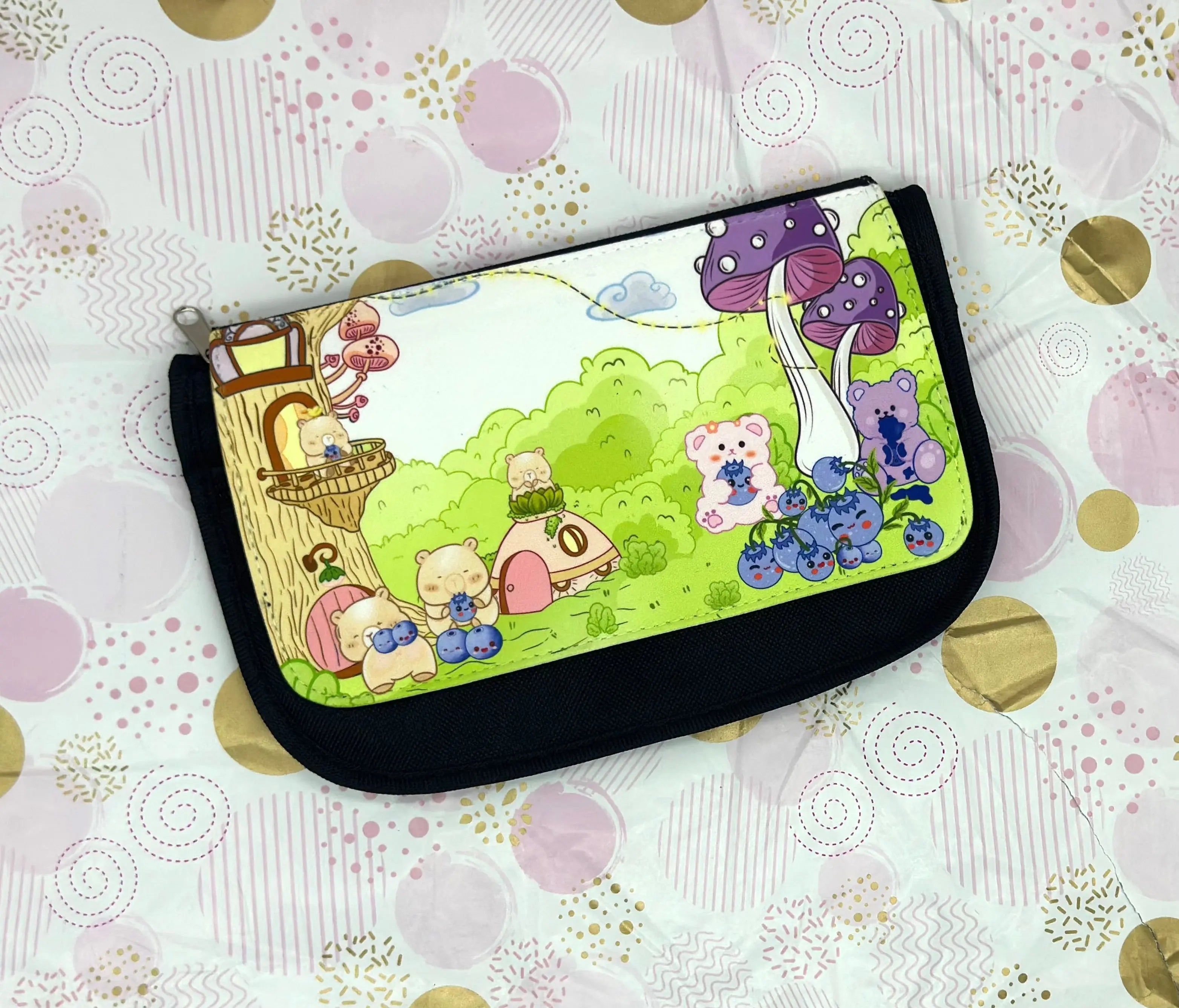 Kawaii Blue Bearies Pencil Case | Cute Kawaii Blue Bears Pencil case - Barb Wire Designs