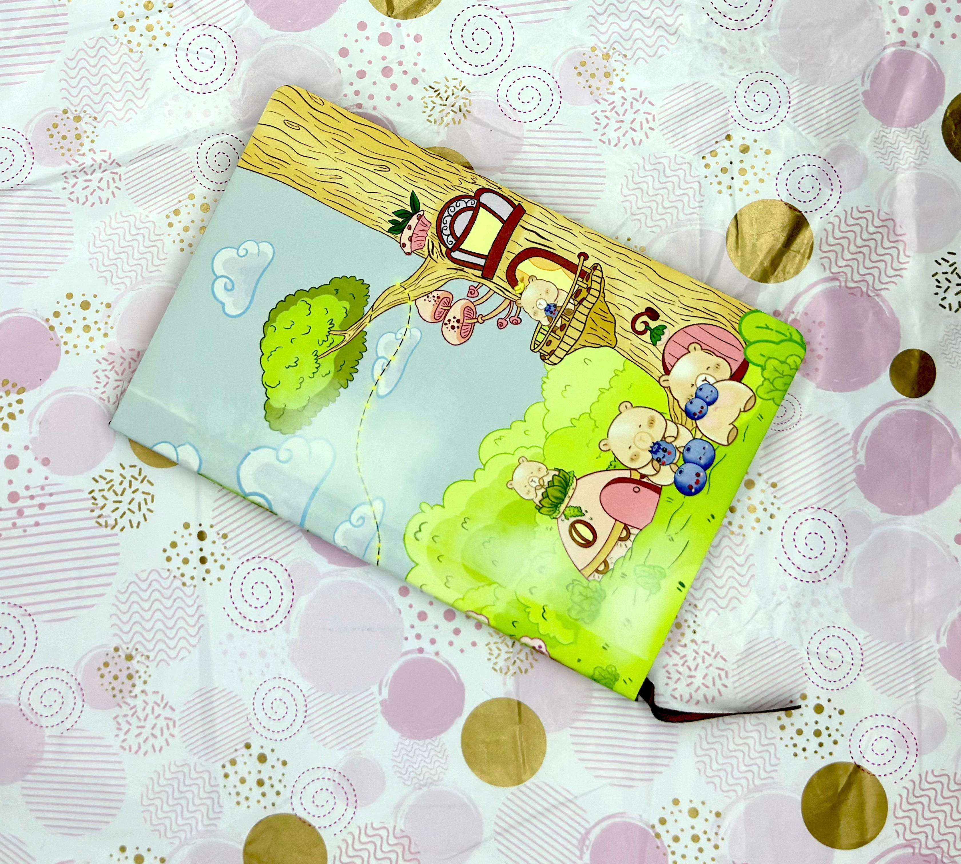 A5 Cute Kawaii Blue Bearies Notebook Top side view - Barb Wire Designs