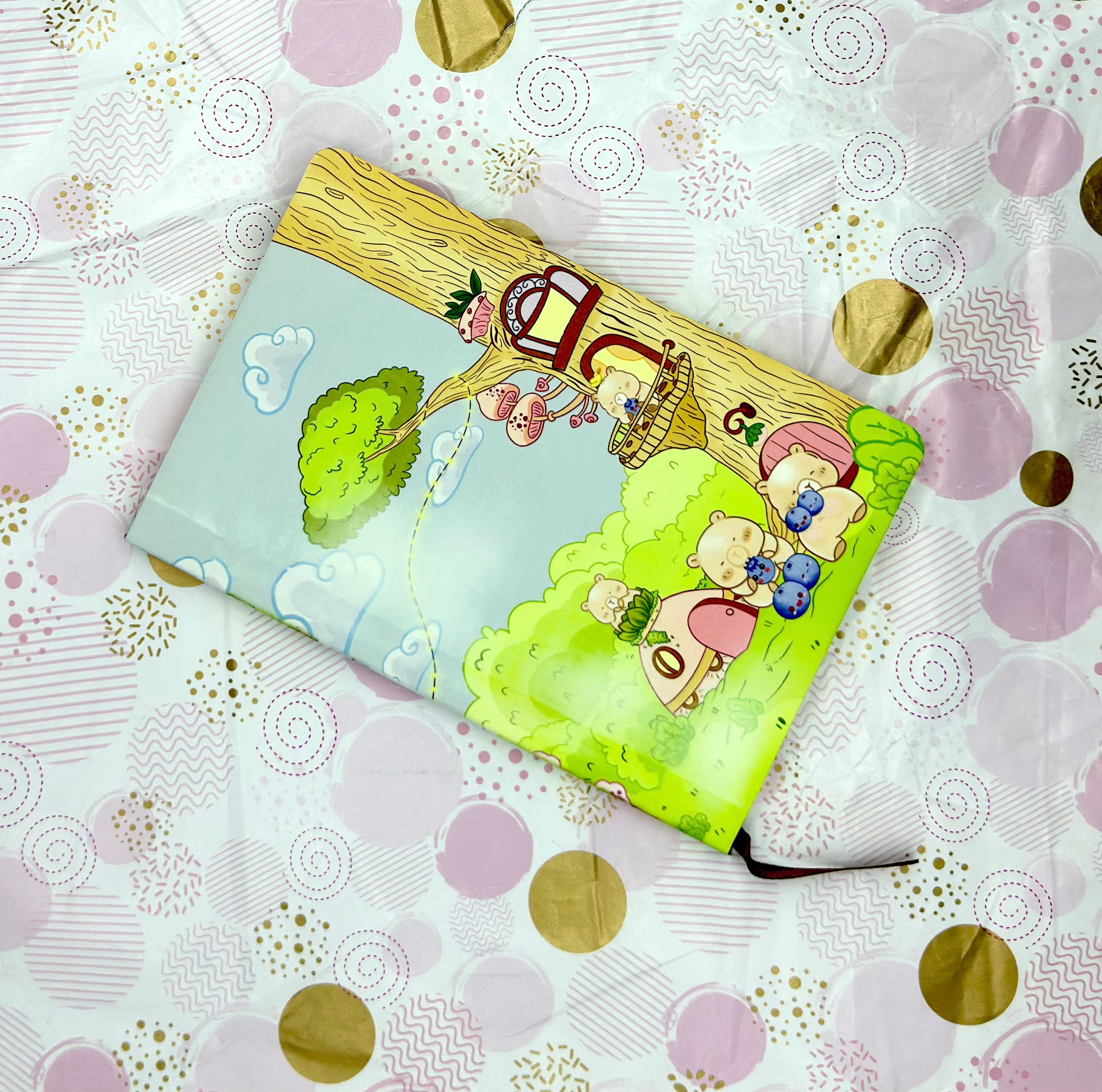 A5 Cute Kawaii Blue Bearies Notebook Top side view - Barb Wire Designs