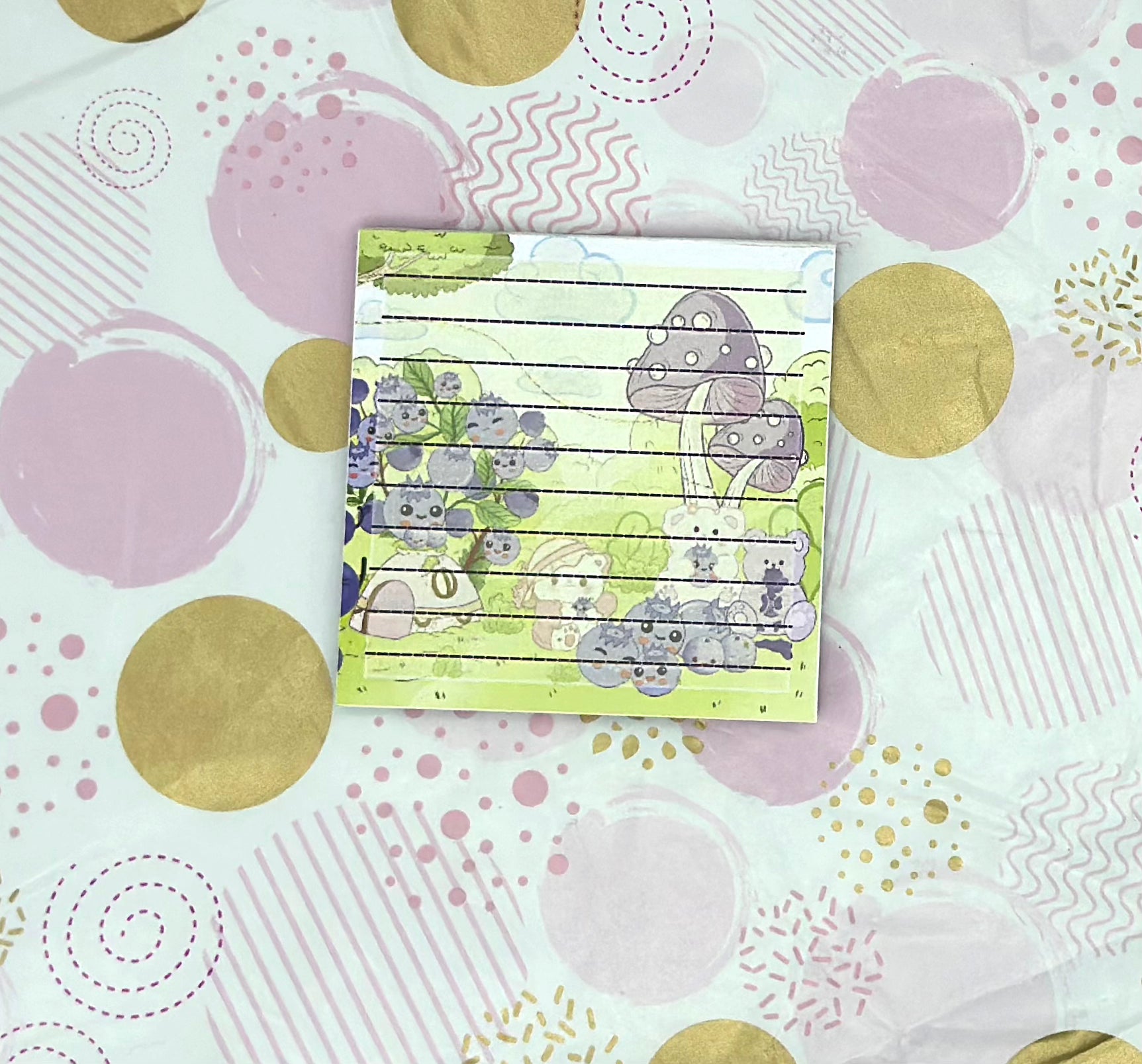 4 pc Blue Bear-ies Stationery Bundle Blueberries and Bears in a kawaii scenery Set 1
