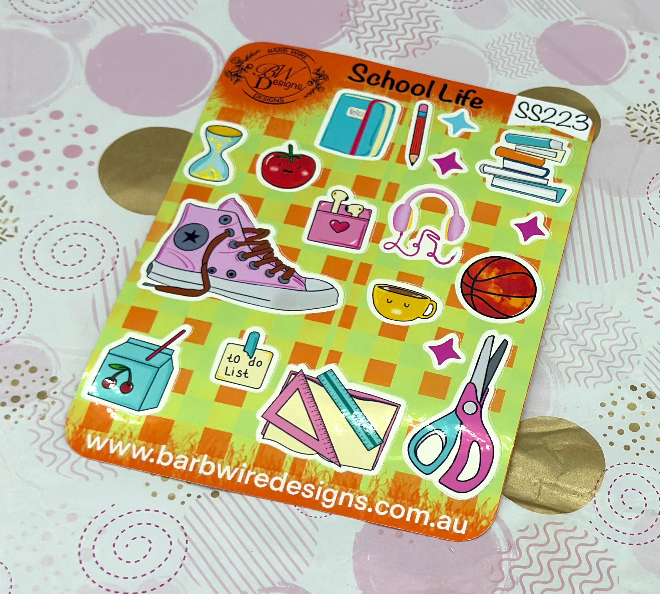 School Stuff Sticker Sheet Barb Wire Designs