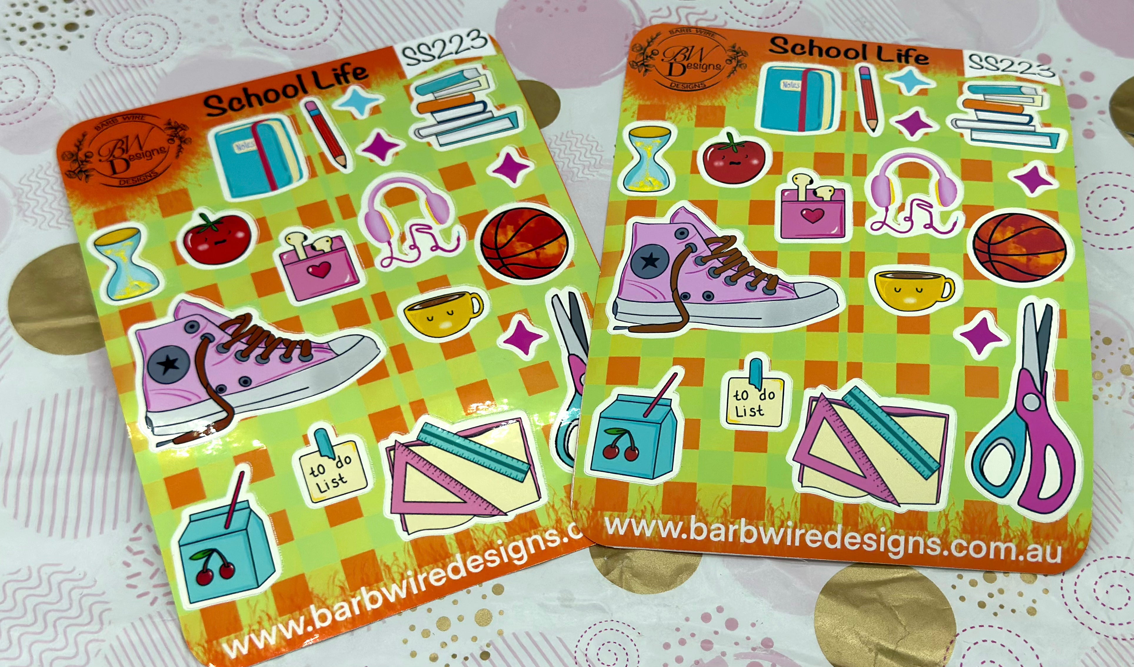 School Stuff Sticker Sheet Barb Wire Designs