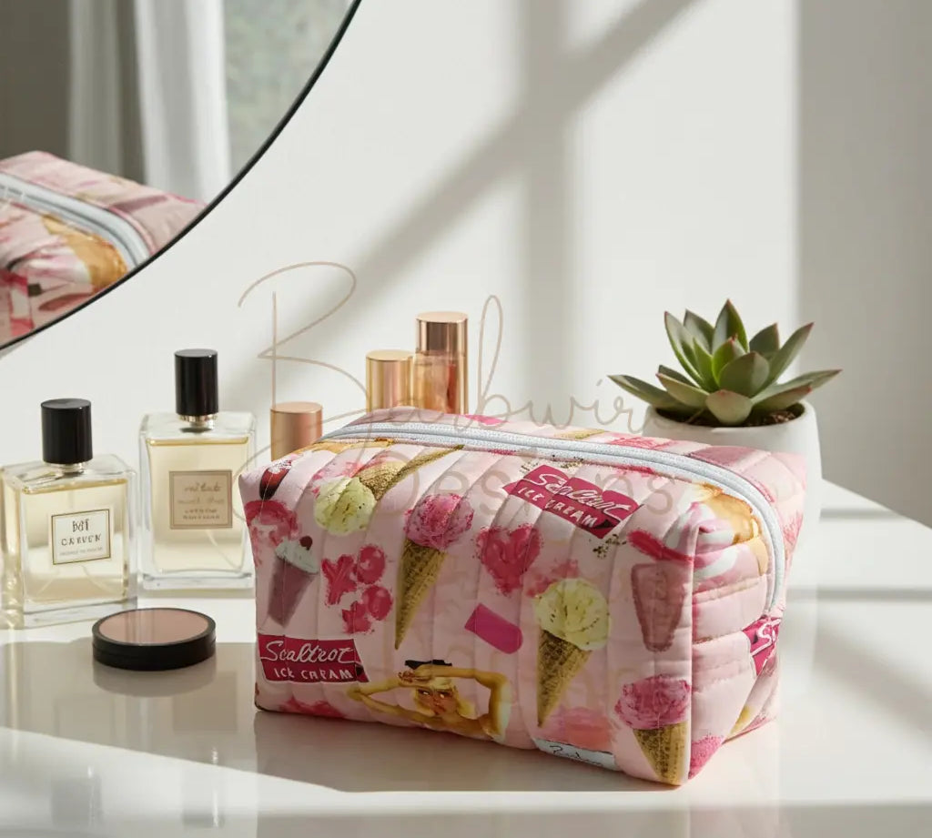 Ice Cream Quilted Makeup Bag Pouch Regular Barb Wire Designs