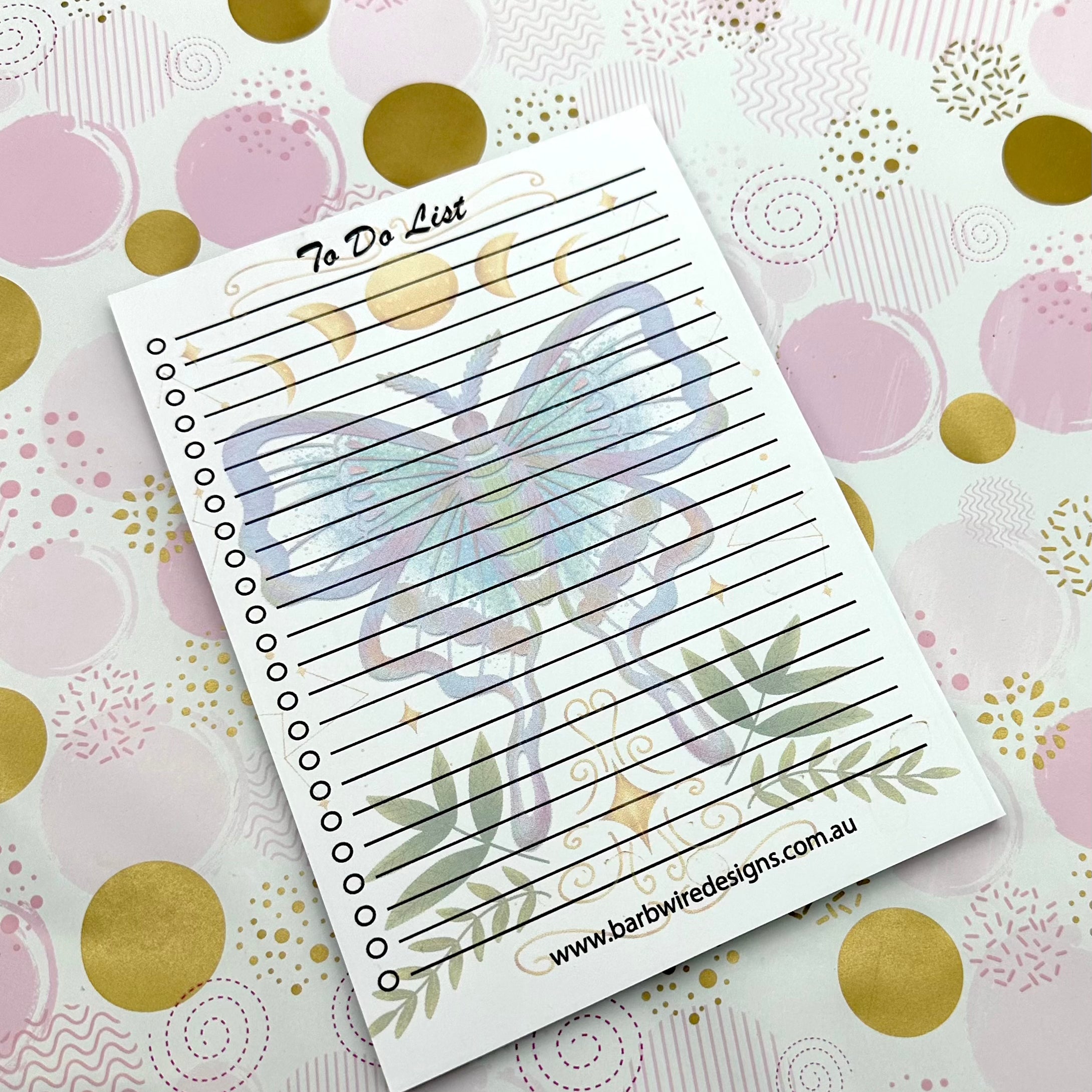 A5 Luna Moth To Do List Barb Wire Designs