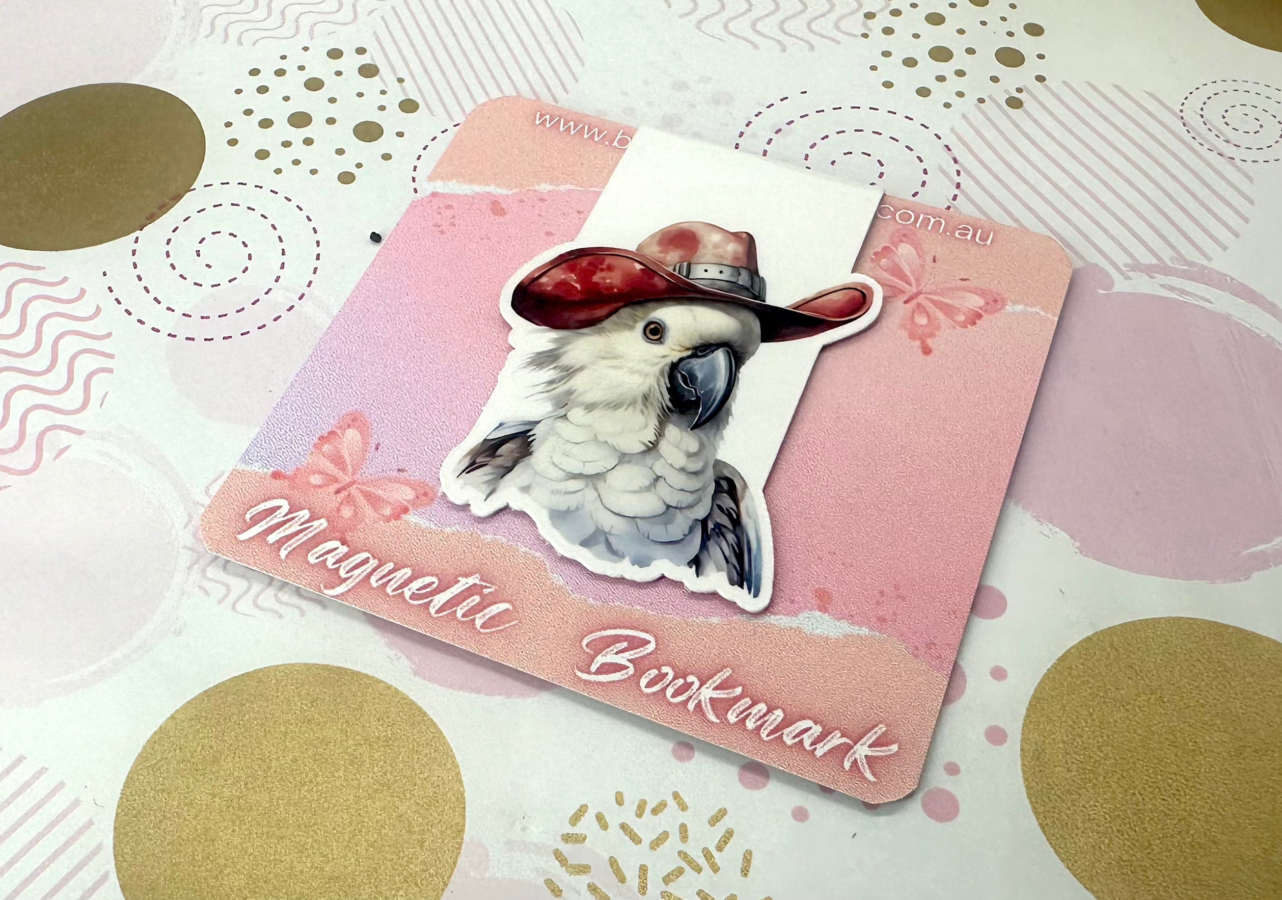 Cockatoo Wearing Cowboy Hat western hat Magnetic Bookmark - Barb Wire Designs