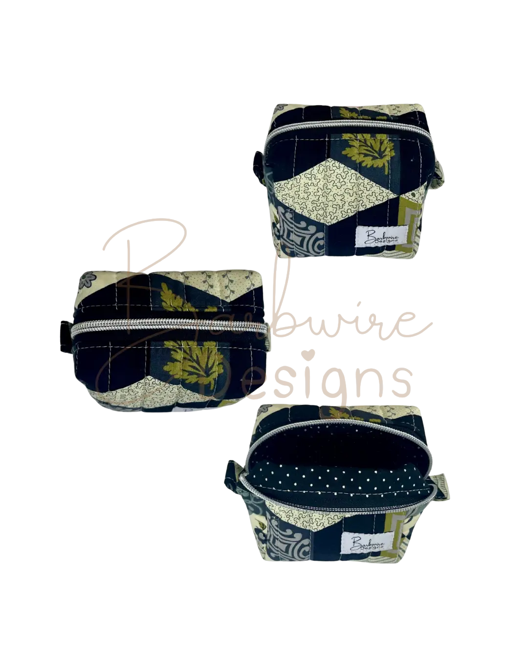 Tumbling Blocks Mini Toiletry/makeup pouch Barb Wire Designs