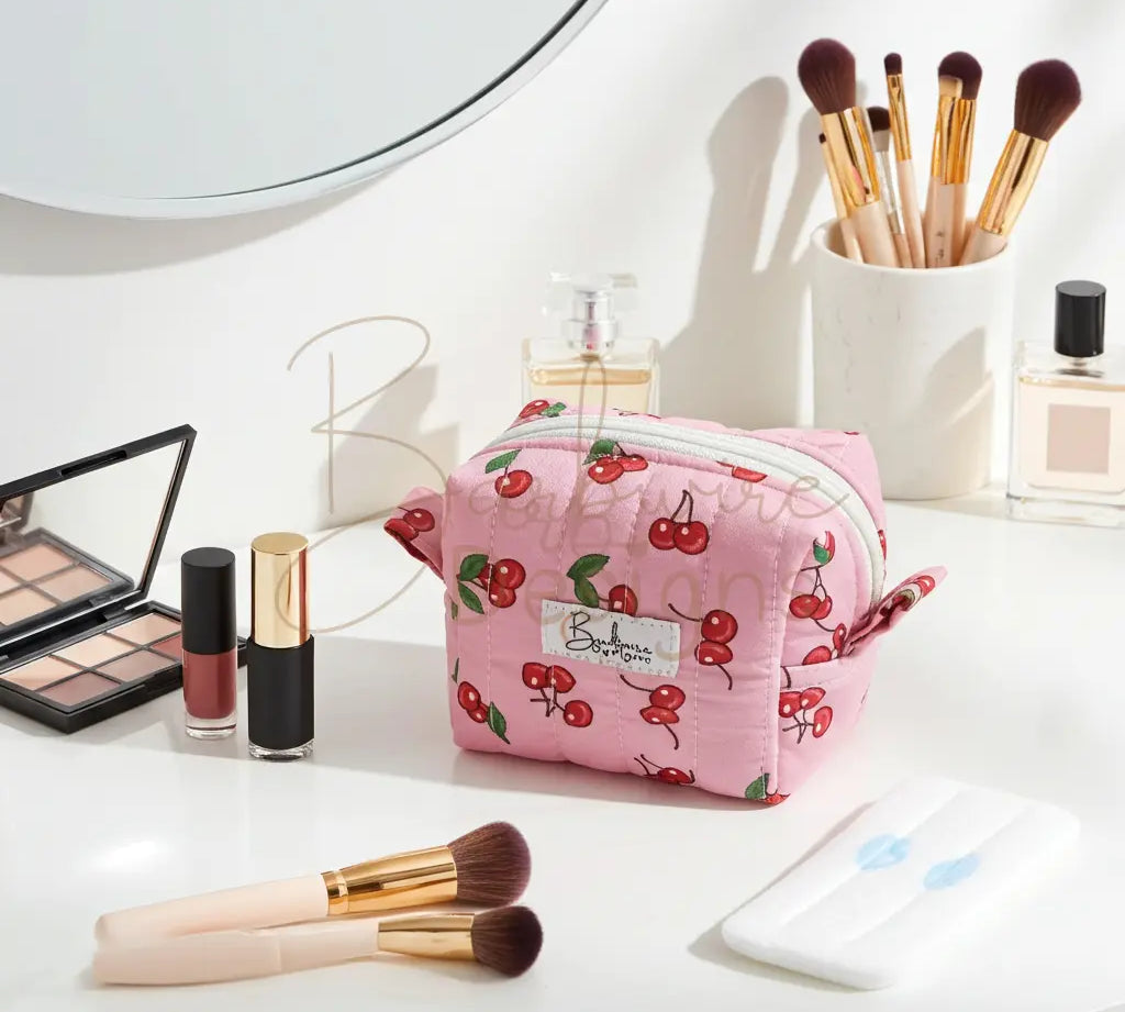 Pink Cherry Mini Toiletry Carryall Barb Wire Designs