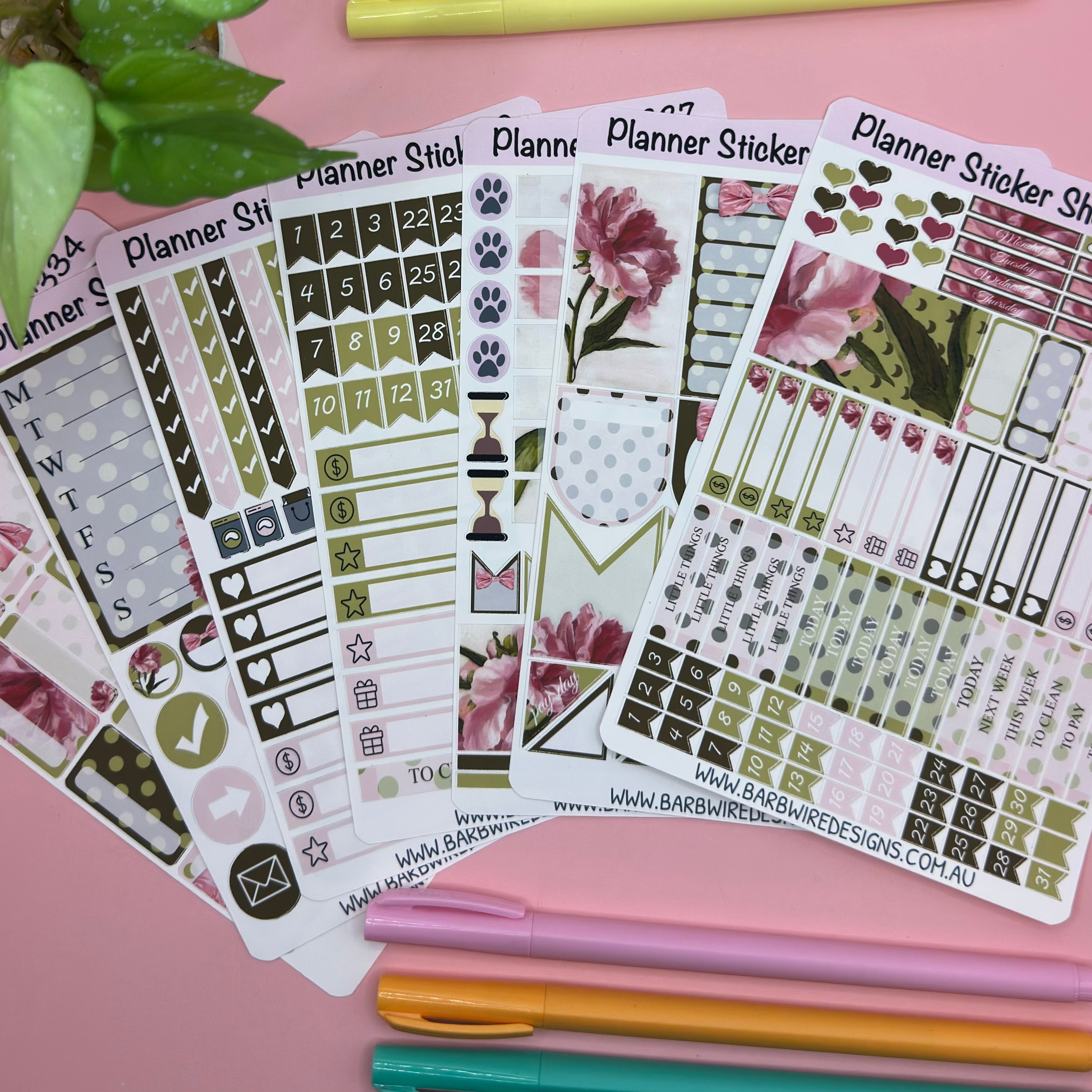 Romantic Planner Sticker Sheet Set Barb Wire Designs