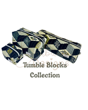 Tumbling Blocks Quilted Hair Tools Pouch Barb Wire Designs