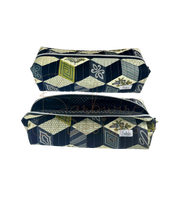 Tumbling Blocks Quilted Hair Tools Pouch Barb Wire Designs