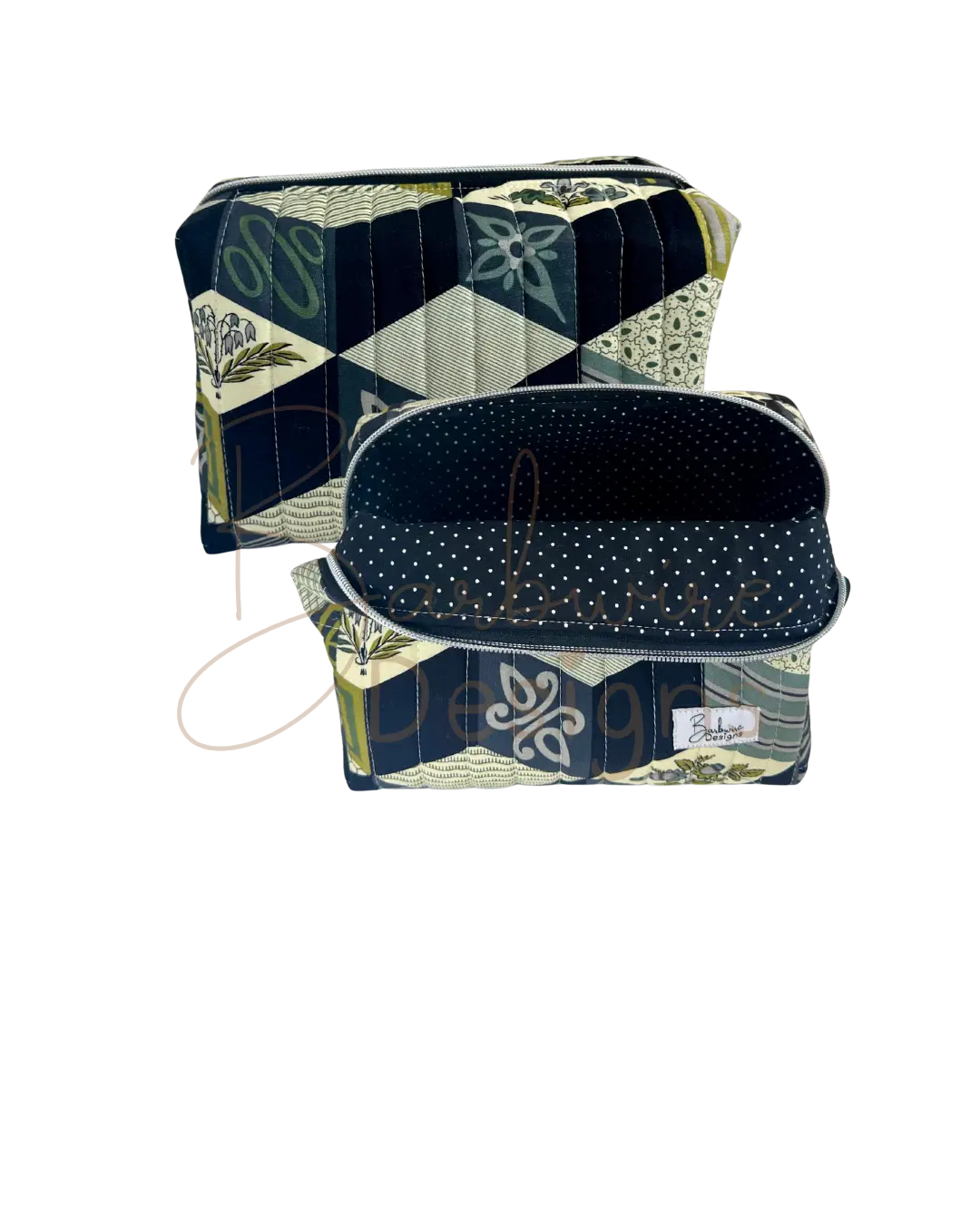 Tumbling Blocks Quilted Makeup Pouch Regular Barb Wire Designs