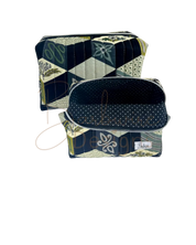 Tumbling Blocks Quilted Makeup Pouch Regular Barb Wire Designs