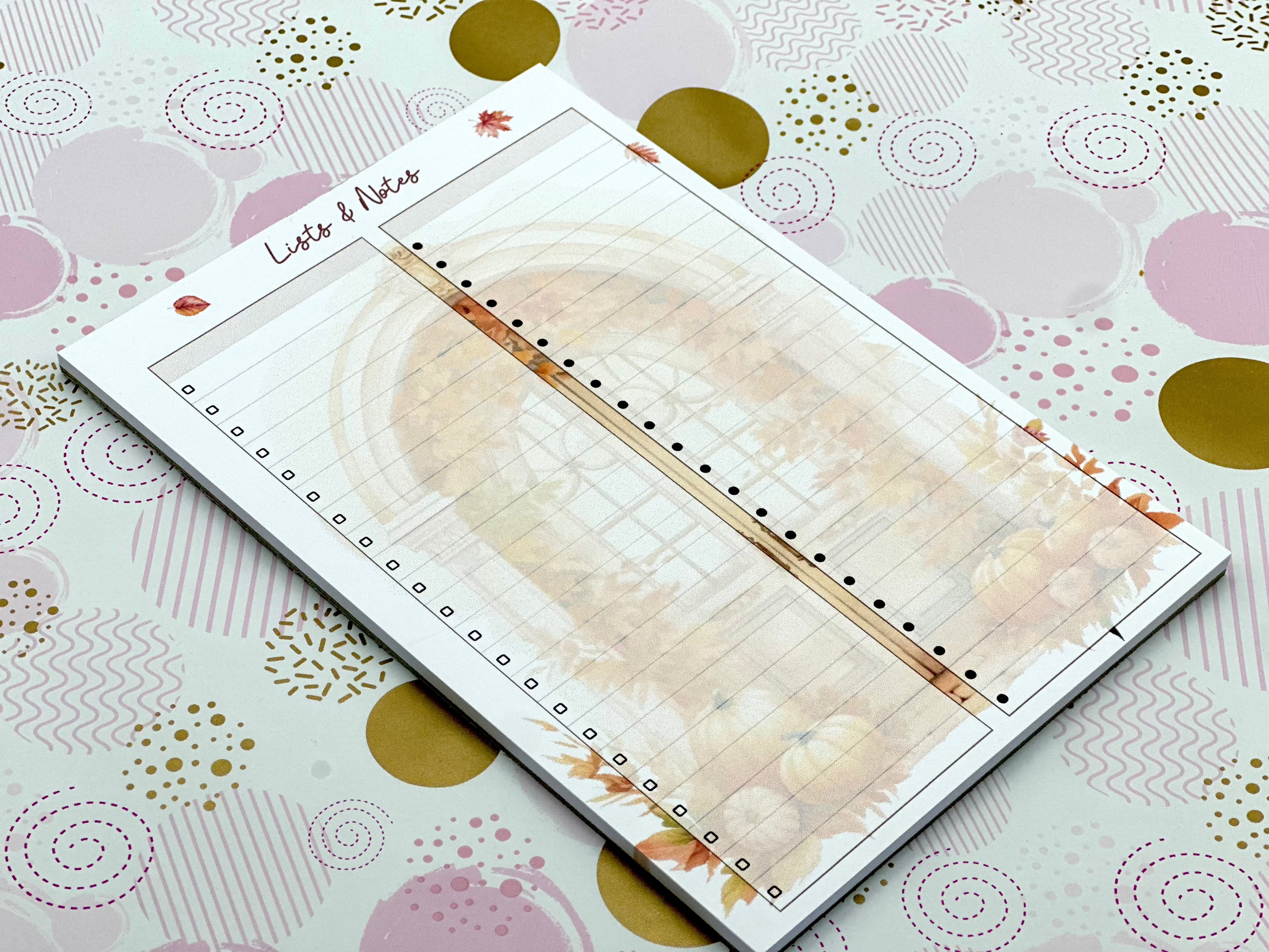 A5 Autumn Leaves Note Pad To DO List Pad