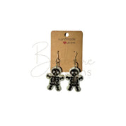 Glow in the dark Gingerbread Skeleton earrings Barb Wire Designs