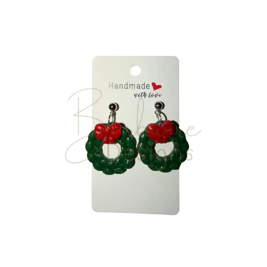 Christmas Wreath Ear Rings Barb Wire Designs