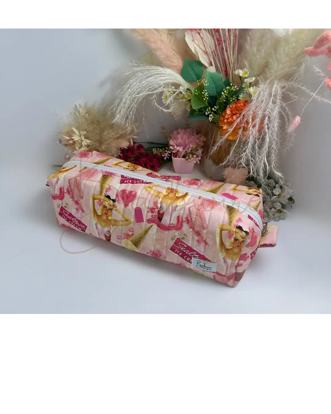 Ice Cream Quilted Hair Tools Pouch Barb Wire Designs