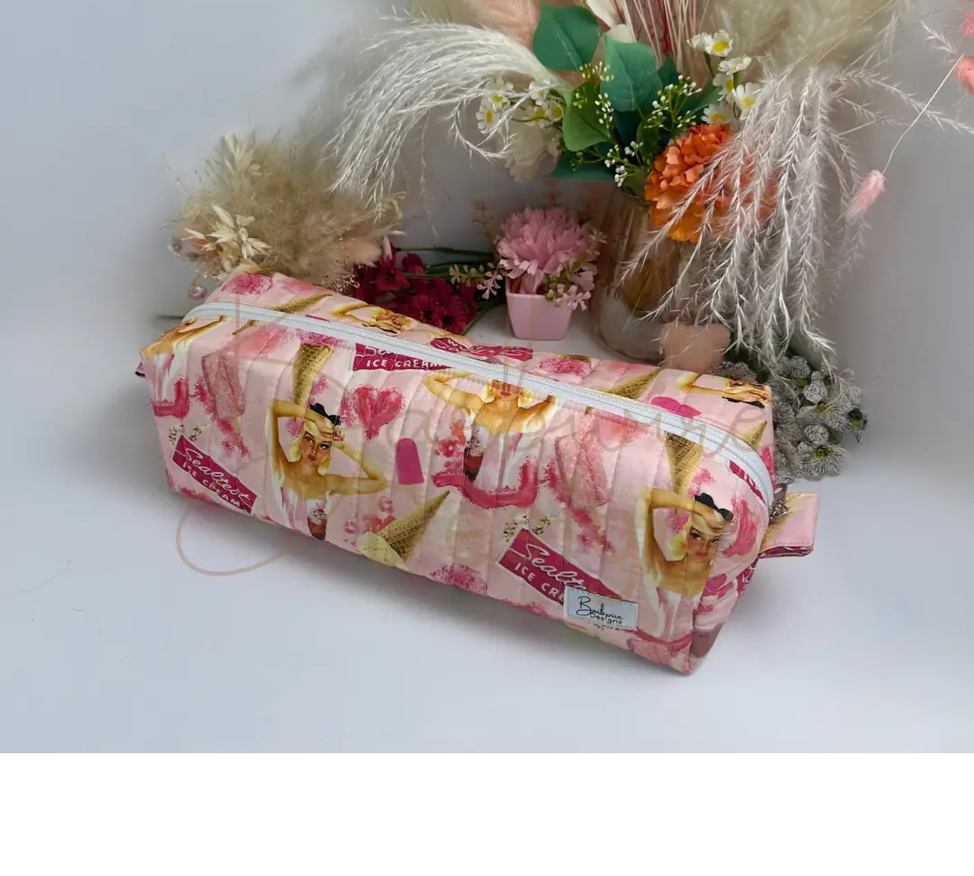 Ice Cream Quilted Hair Tools Pouch Barb Wire Designs