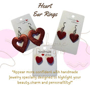 Heart Glitter Dangle Earrings Barb Wire Designs