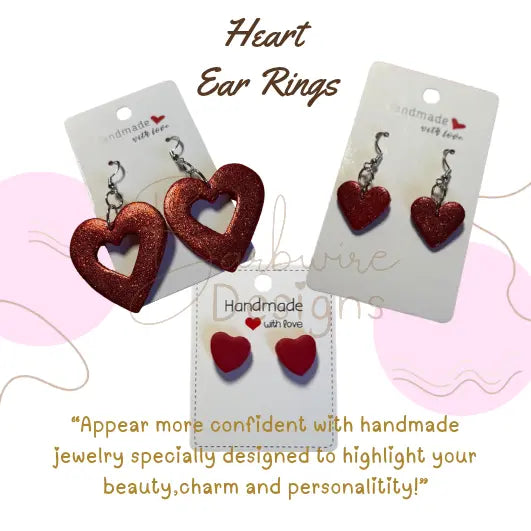 Heart Glitter Dangle Earrings Barb Wire Designs