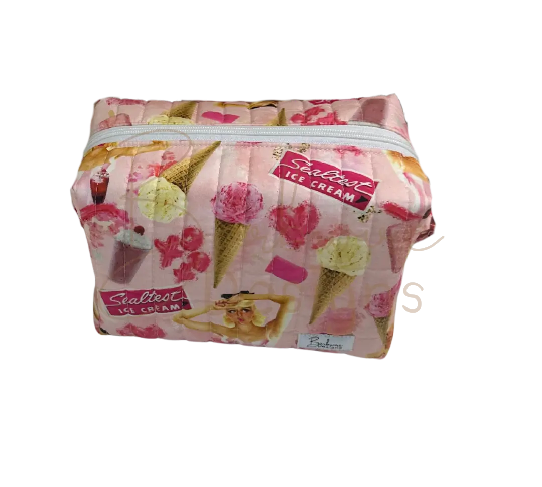 Ice Cream Quilted Makeup Pouch Regular Barb Wire Designs
