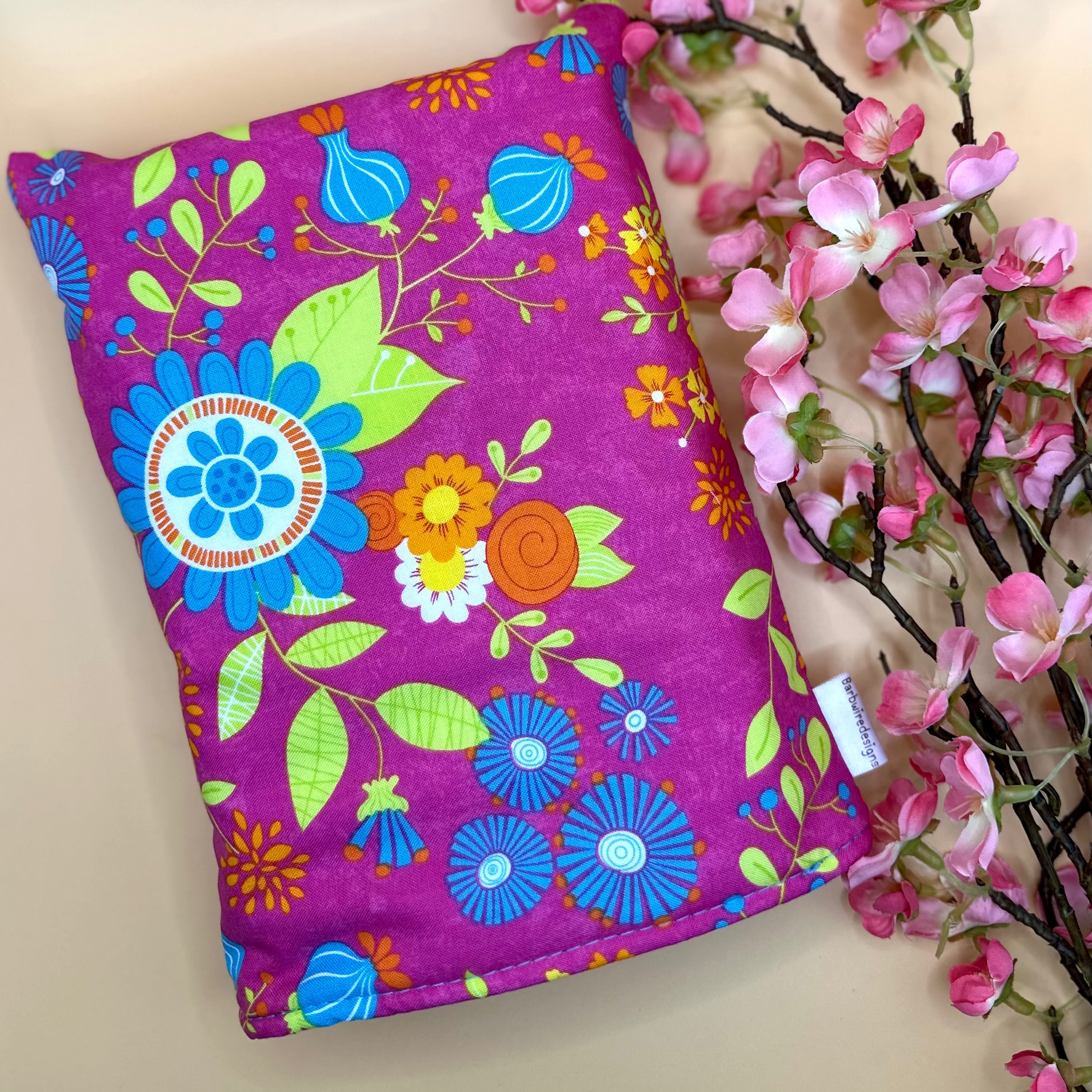 Handmade Small Sized Colourful Book Sleeve Kindle e-reader Cover - Barb Wire Designs pink floral
